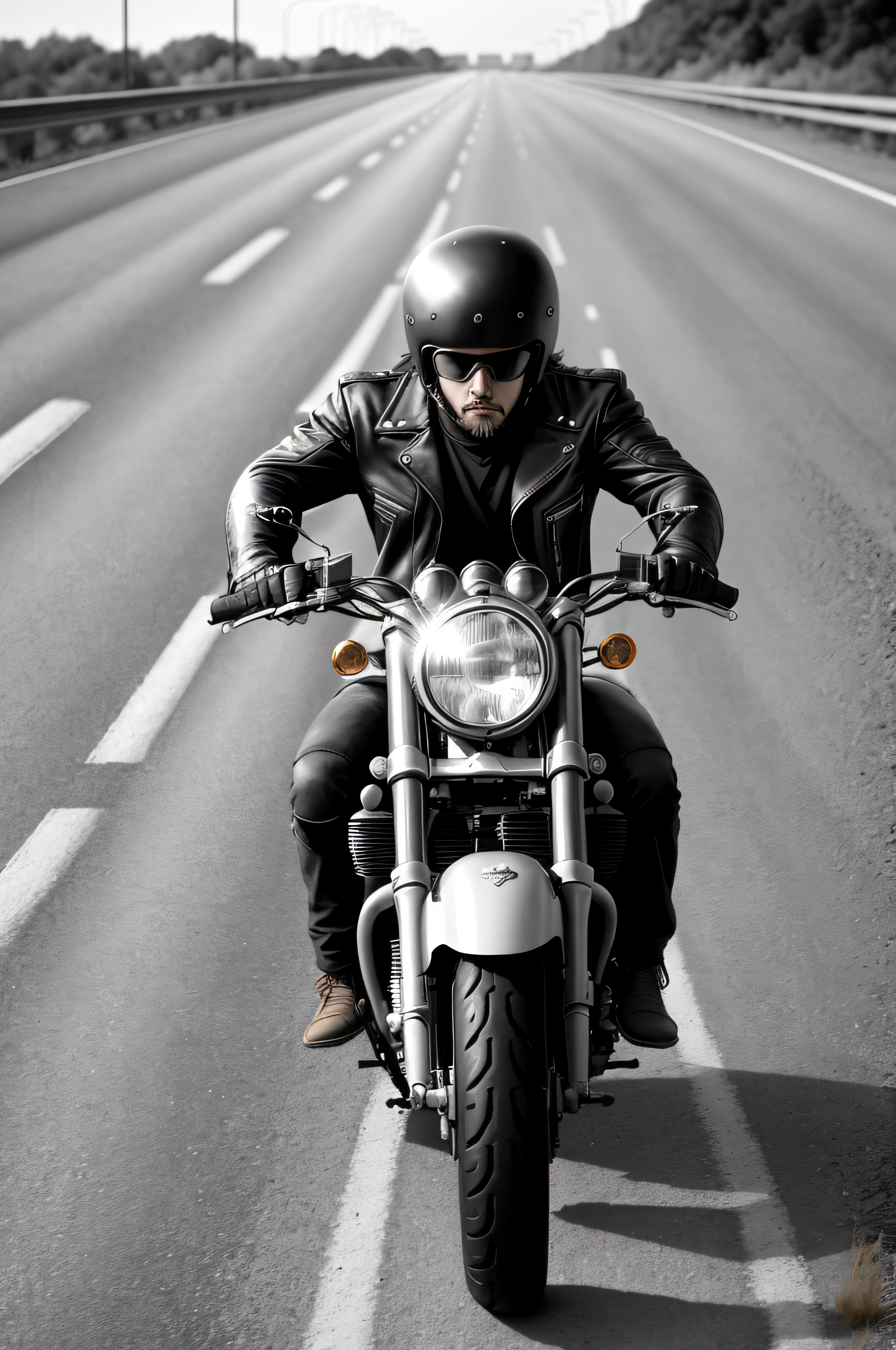 Riding down the highway, full throttle to the core
A rebel on two wheels, a biker to the core
Leather jacket gleaming, engine roaring loud
I'm a rolling thunder, breaking all the rules, from outside, Nikon, f/2.8, 35mm, Fujifilm, lens flare, 8k, super detail, ccurate, best quality