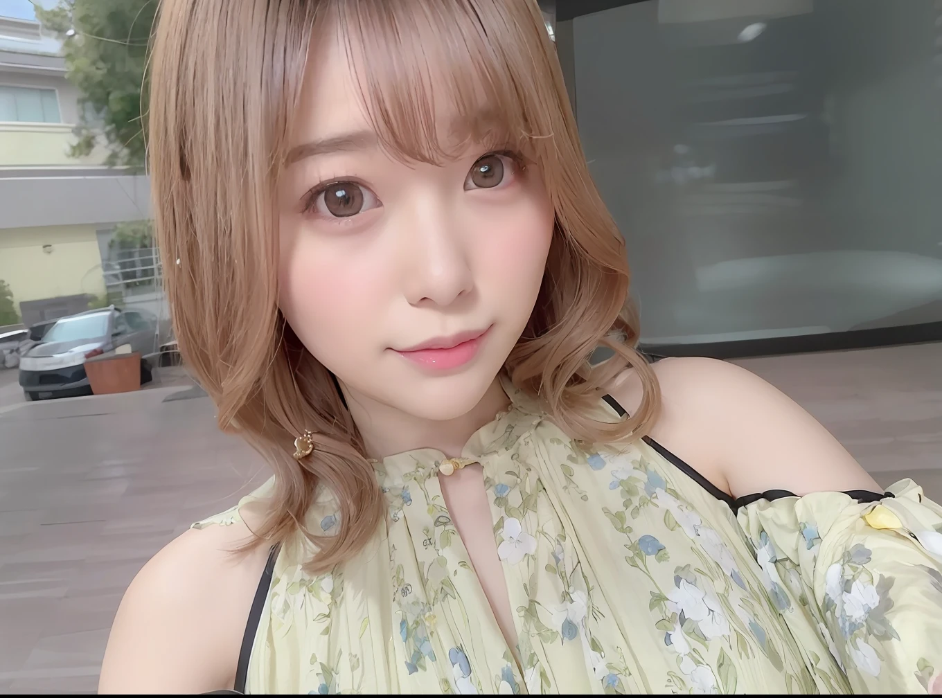 araffe girl with a yellow dress posing for a picture, shikamimi, 8k selfie photograph, 奈良美智, sakimichan, sakimi chan, with short hair, cute natural anime face, sakura kinomoto, ulzzang, あかさたなは on twitter