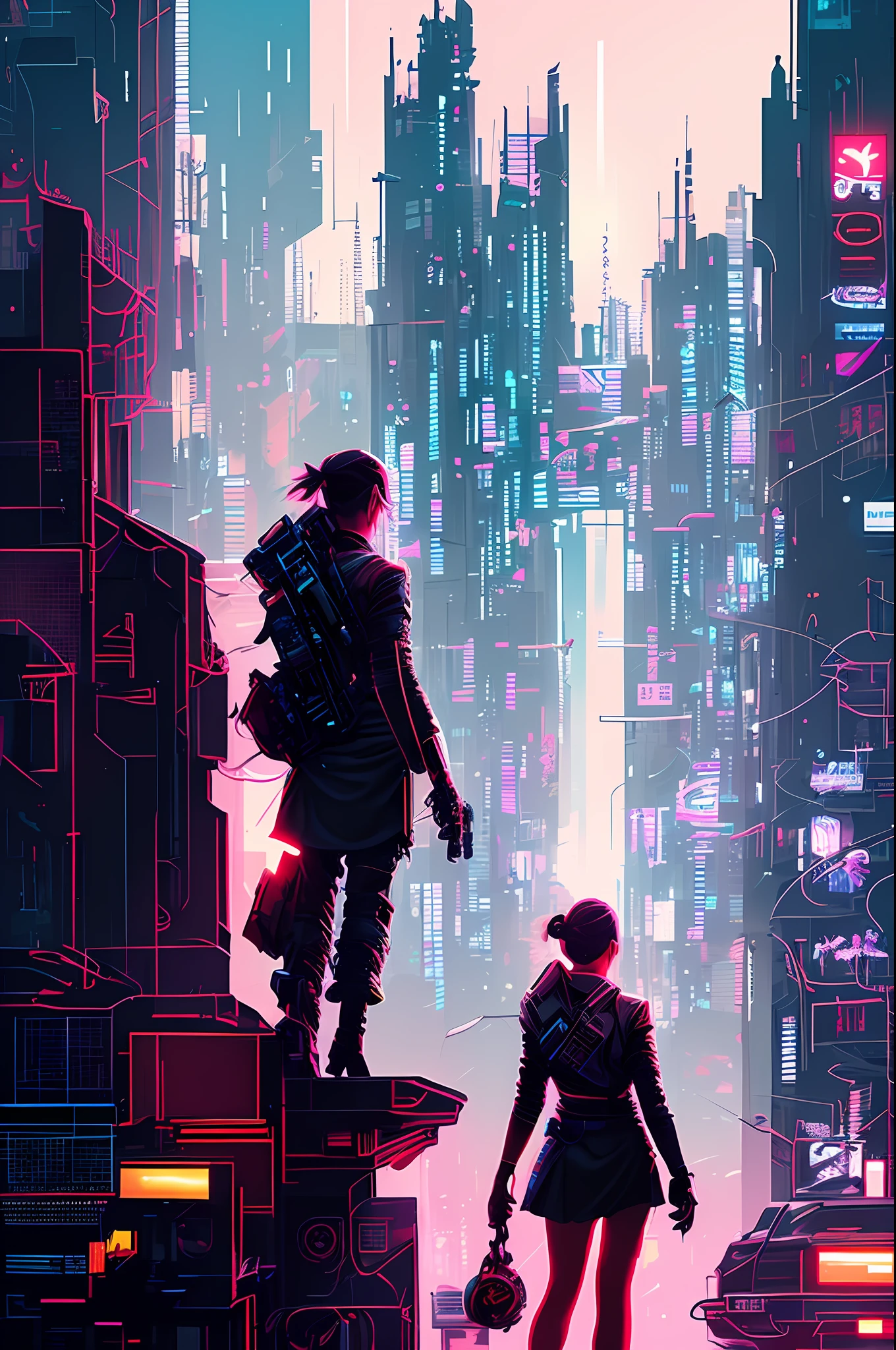 Cyberpunk portait beautifull woman, night cyberpunk city skyline, snthwve style nvinkpunk, by jeremy mann, by sandra chevrier, by dave mckean and richard avedon and maciej kuciara, punk rock, tank girl, high detailed, 4k, RTX