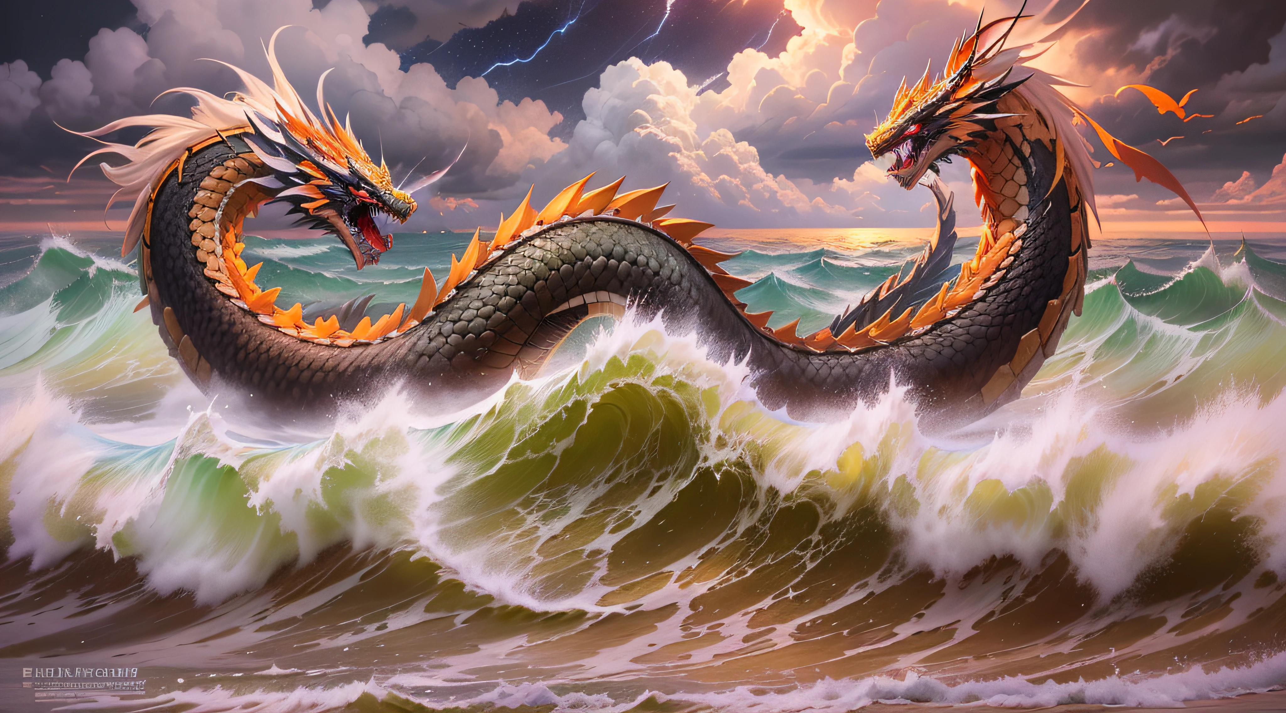 A real photographic landscape painting，Incomparable reality，Broad perspectives，chinesedragon，Huge waves，As estrelas，peaceful scenery，borgar，the night，Fairytale，Volumetriclighting，Zbrush central，Lee madgwick，art  stations