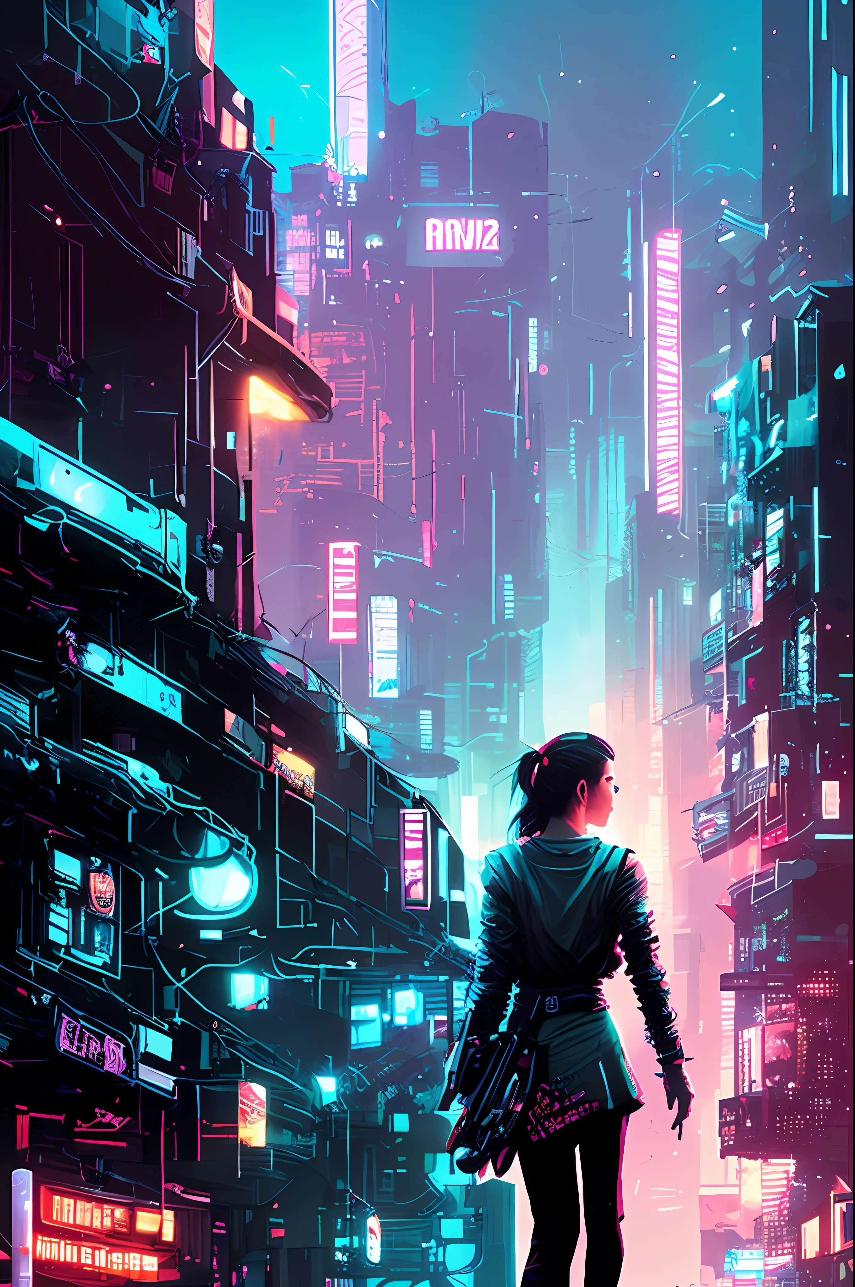 Cyberpunk portait beautifull woman, night cyberpunk city skyline, snthwve style nvinkpunk, by jeremy mann, by sandra chevrier, by dave mckean and richard avedon and maciej kuciara, punk rock, tank girl, high detailed, 4k, RTX