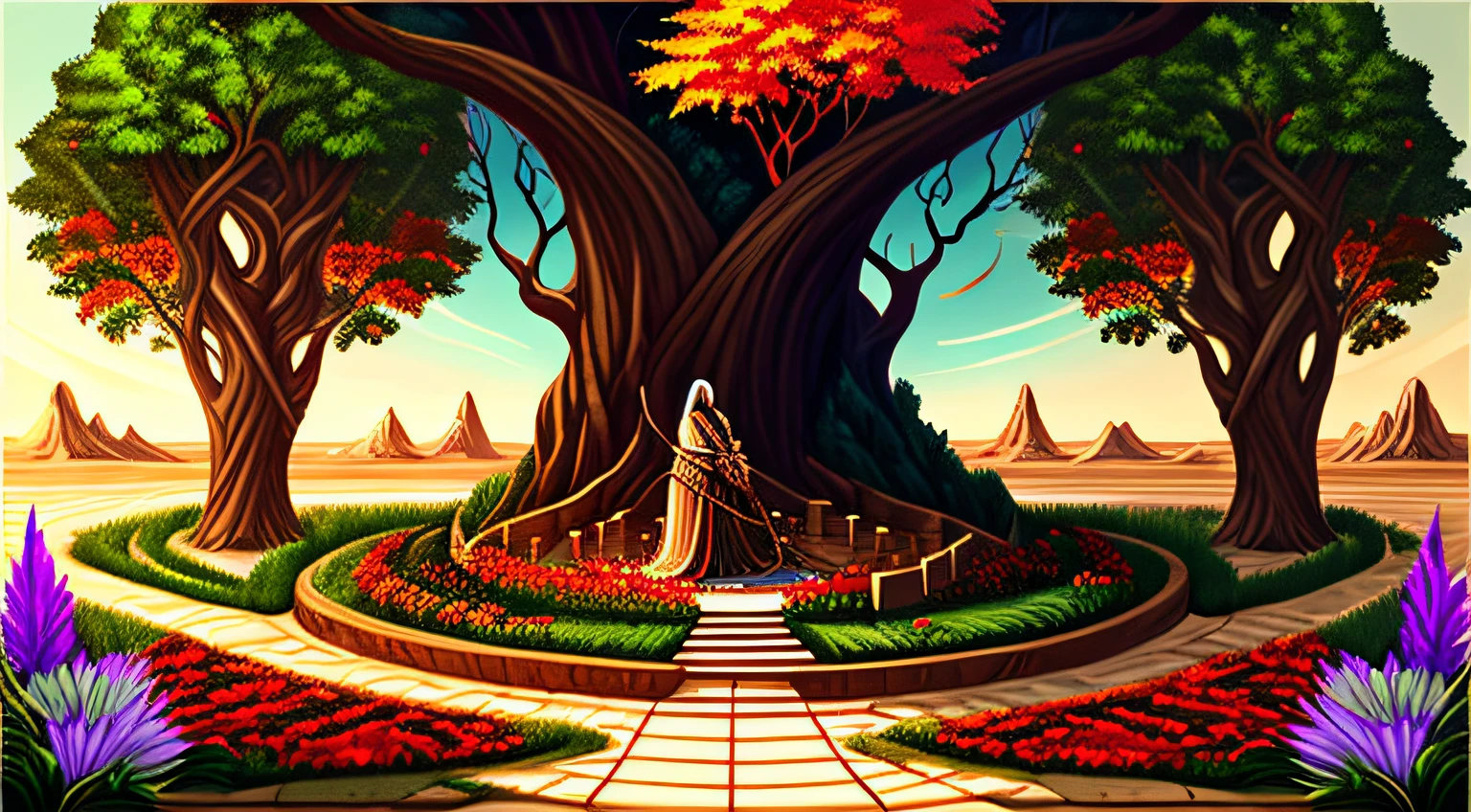Create an image portraying the aftermath of the fall in the Garden of Eden, based on Genesis 3:9-16. Visualize the moment when God confronts Adam and Eve after they have eaten from the forbidden tree and they realize the consequences of their actions.
Show Adam and Eve standing before God, filled with shame and guilt, as God asks them about their disobedience. Illustrate the vulnerability in their expressions as they try to hide their nakedness and explain their actions.
Incorporate elements of nature to represent the Garden of Eden, setting the scene for this pivotal encounter. Emphasize the contrast between the once-harmonious garden and the somber atmosphere following the fall.
Highlight the serpent as God pronounces its curse, symbolizing the consequences of deception and disobedience. Depict the serpent on the ground, fulfilling its cursed fate.
Use colors to reflect the emotions of the scene, such as warm tones for God's presence and cool tones to convey the remorse and sorrow of Adam and Eve.
Incorporate symbolism to represent God's promise of a Redeemer, as mentioned in verse 15. Consider adding imagery related to the prophecy of the Seed of the woman who will ultimately defeat the serpent.
The image should evoke a sense of regret, but also a glimmer of hope in God's promise of redemption and restoration. It should serve as a reminder of humanity's need for God's grace and the consequences of straying from His will. --auto