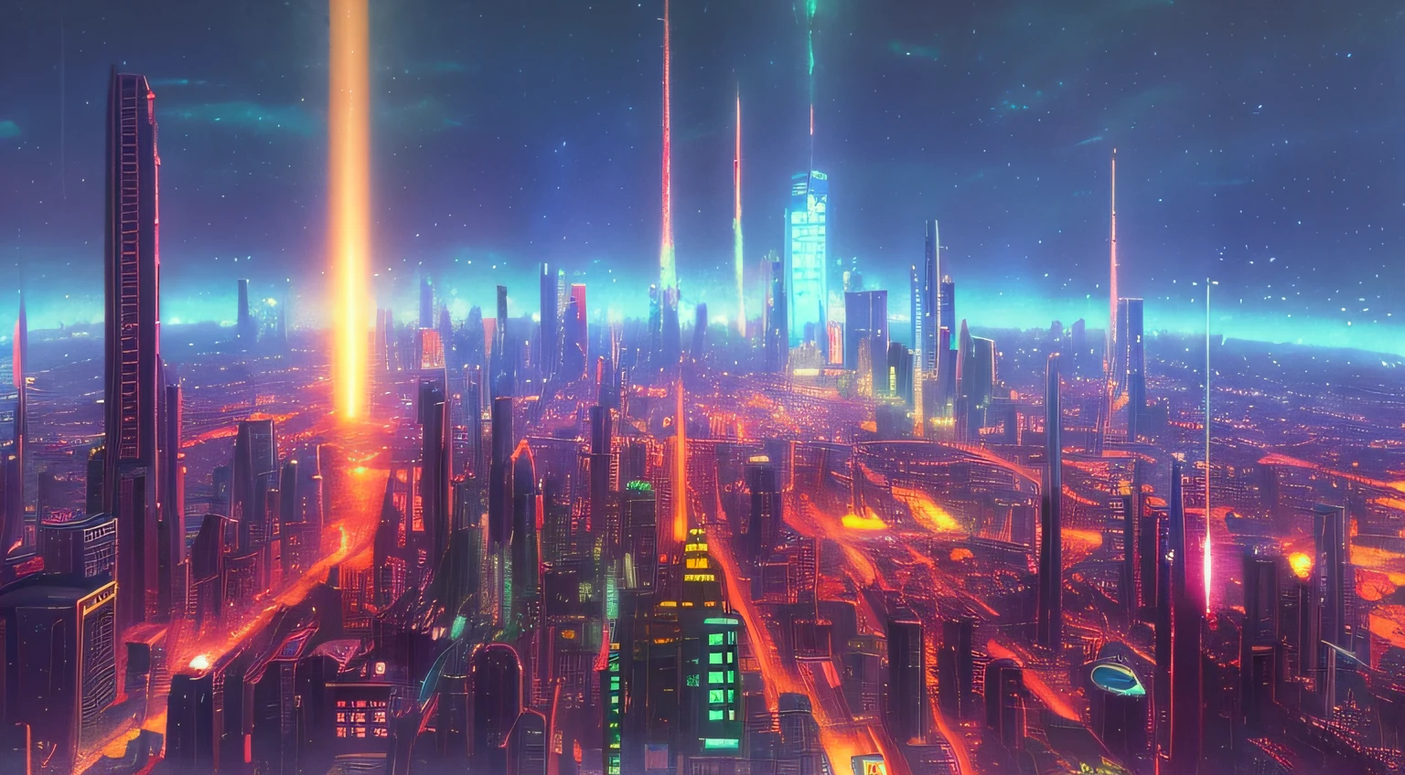 City Landscape, 1980s anime world by Paul Lehr, ((((8k)))) HD photo extremely detailed render, Sharp focus,