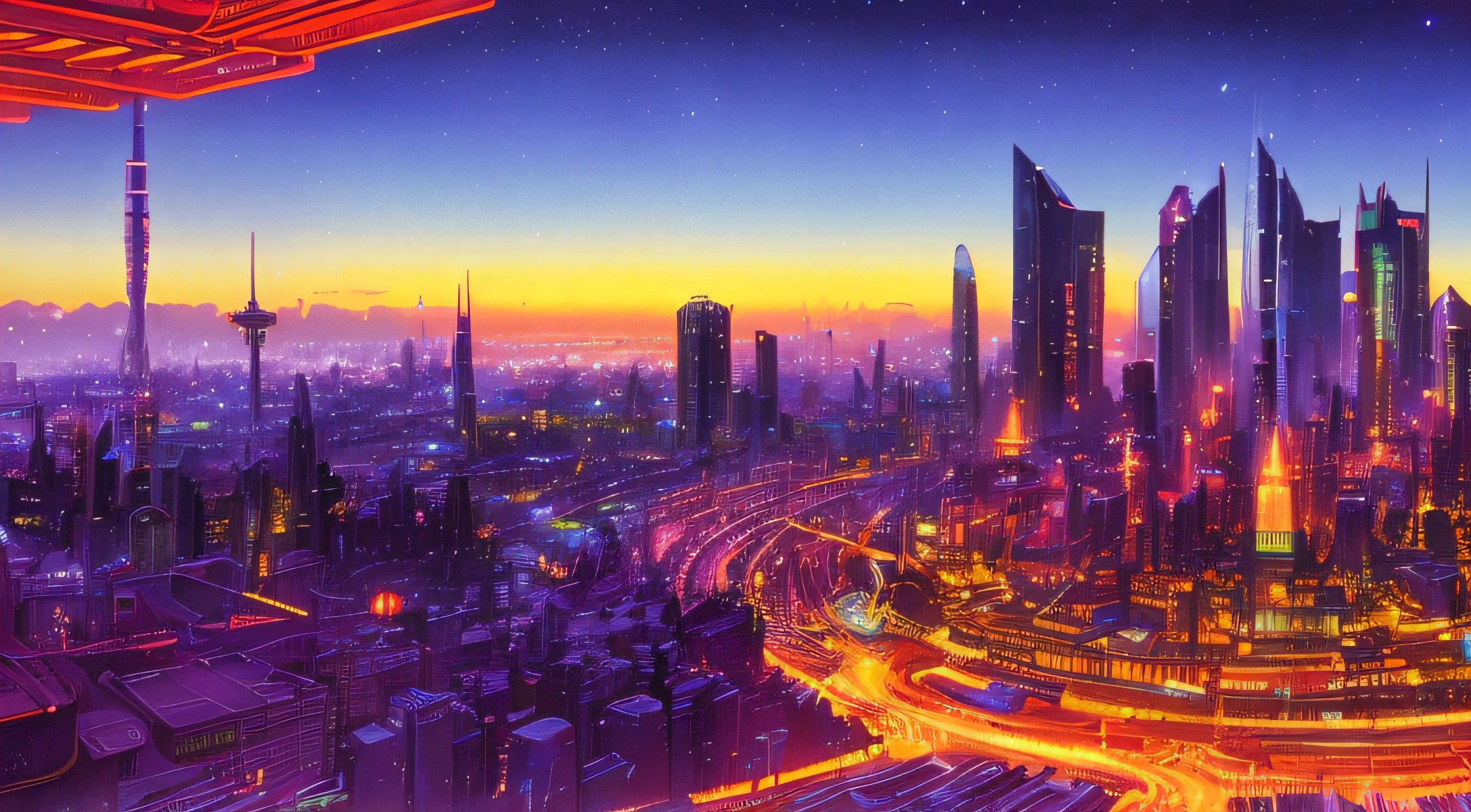 City Landscape, 1980s anime world by Paul Lehr, ((((8k)))) HD photo extremely detailed render, Sharp focus,