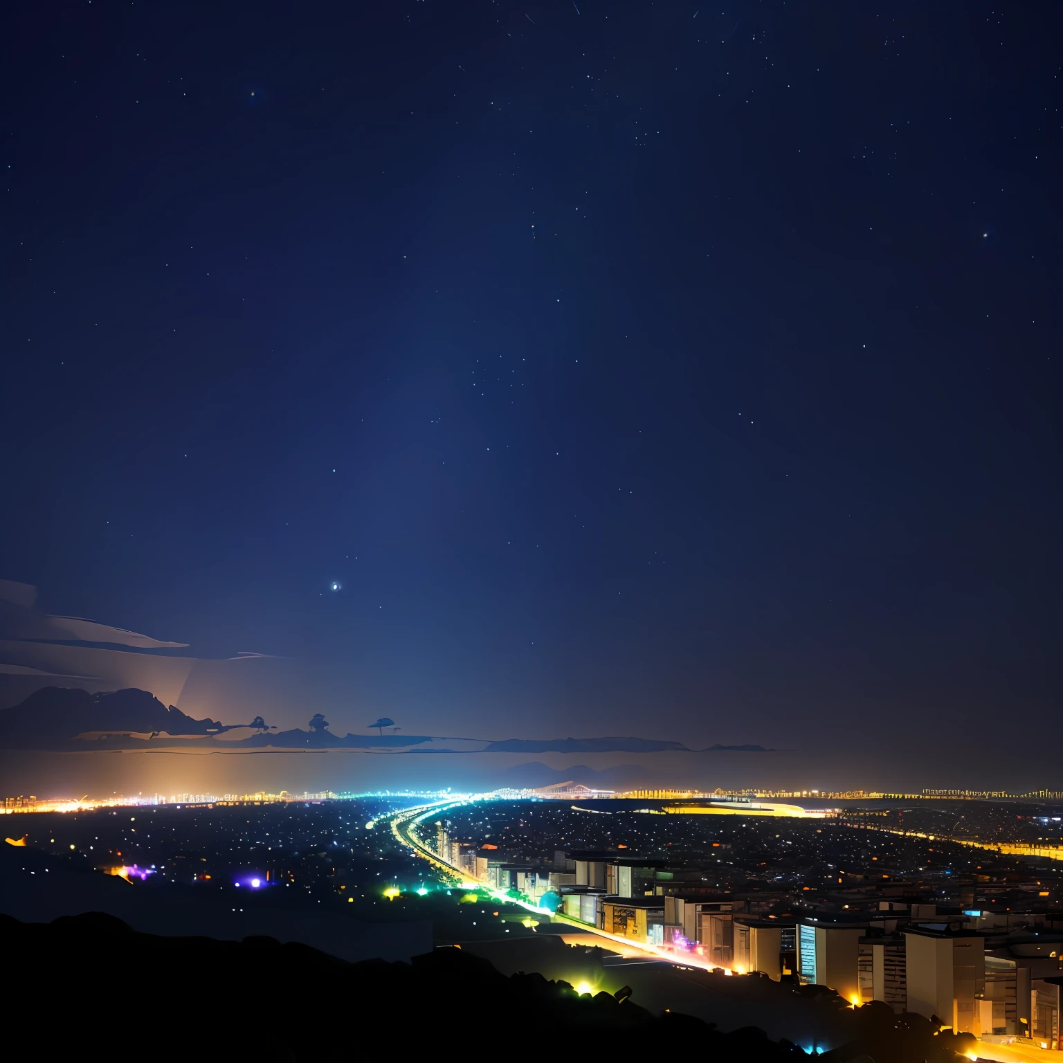 ((vista noturna, Luz realista, melhor qualidade, 8k, estilo aquarela: 1.3)), noite escura, Mysterious light in the sky, luz do tamanho de uma estrela grande, poucas nuvens, bairro suburbano, good ilumination.