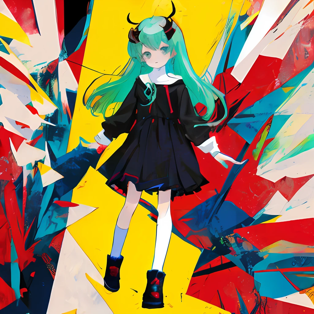 Manga style demon ,High saturation of colors