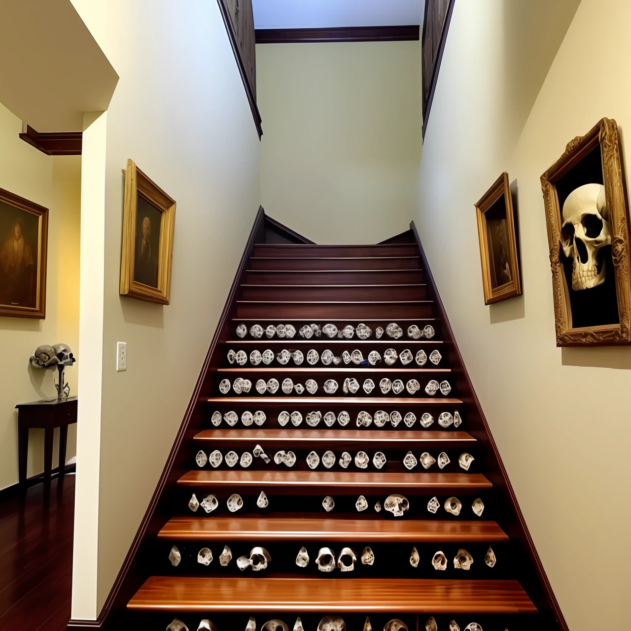 a staircase made of skulls