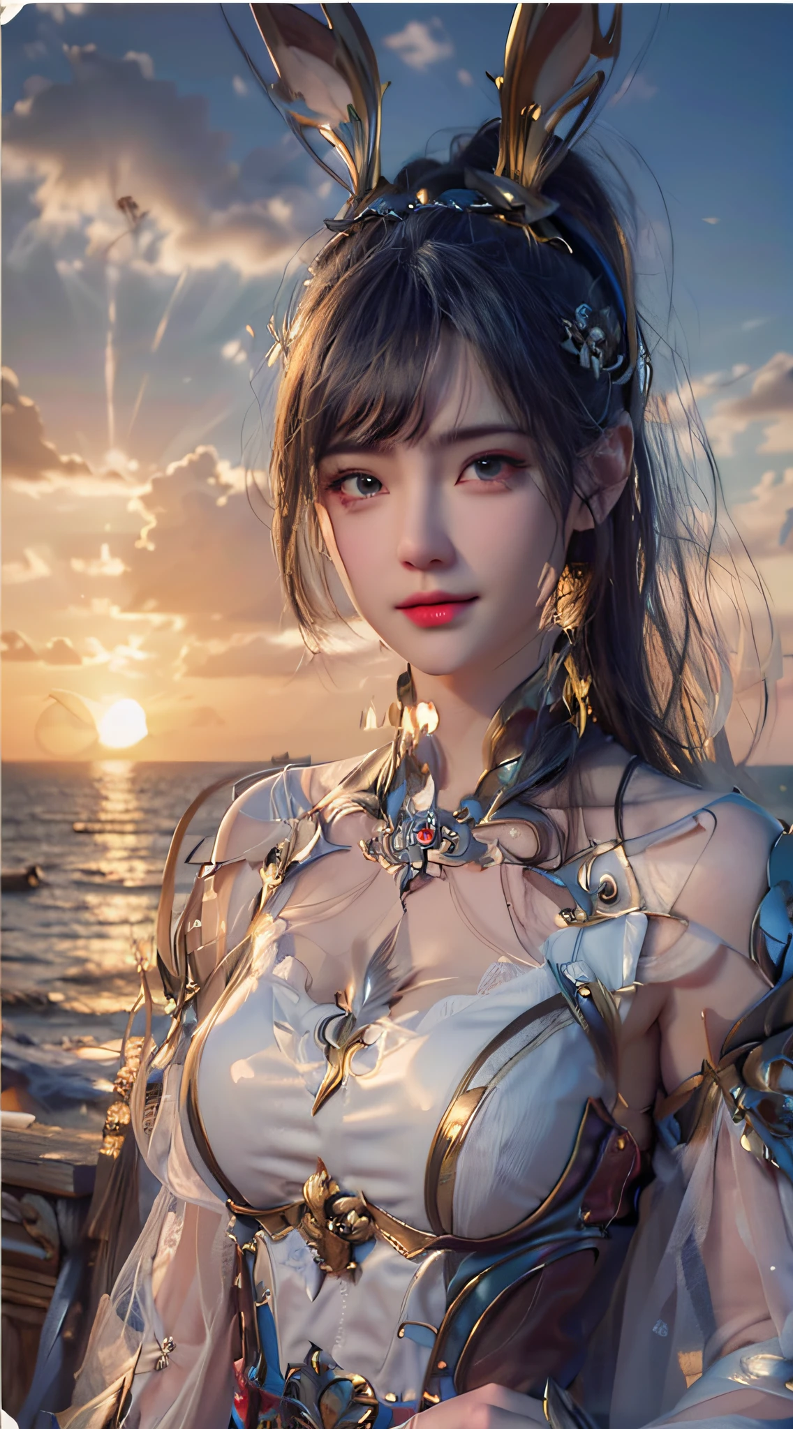 (RAW photo, best quality), (realistic, photo-realistic:1.3),best quality,highly detailed,masterpiece,ultra-detailed,illustration,1girl,upper_body,dynamic angle,world masterpiece theater,messy_long_hair,best quality,extremely detailed CG unity 8k wallpaper,ink,Amazing,cinematic lighting,lens_flare,,dunhuang_style