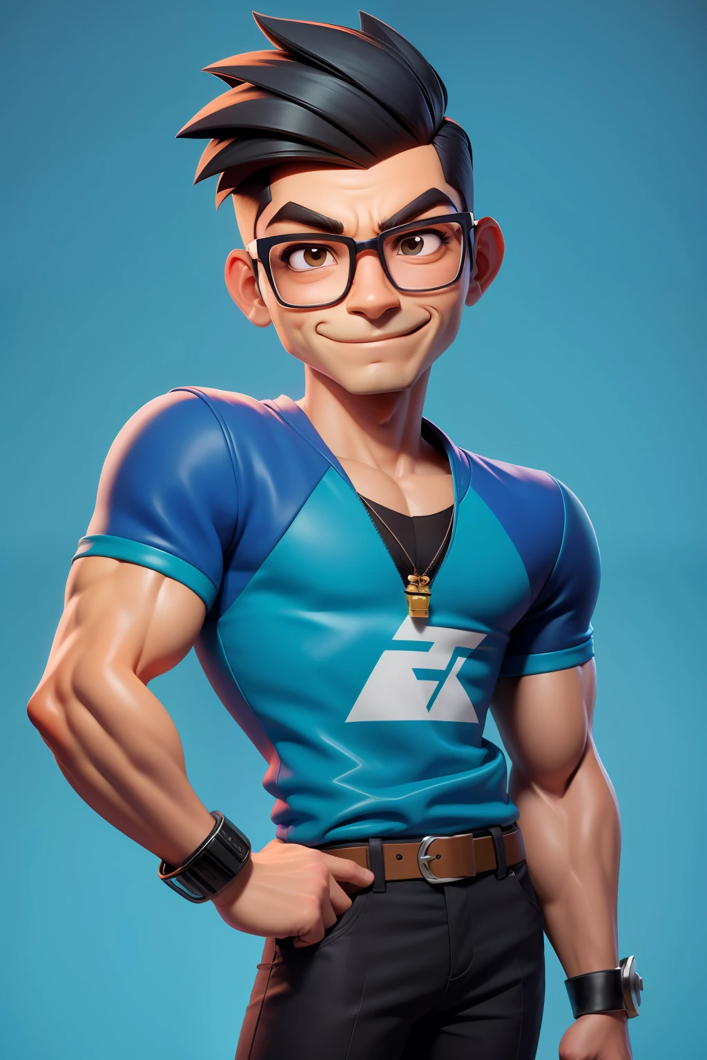there is a man with glasses, high quality, in cartoon style, amed chahin, alex yanes, whole nice body, clear background, Ultra detail, high resolution, super detail, best quality