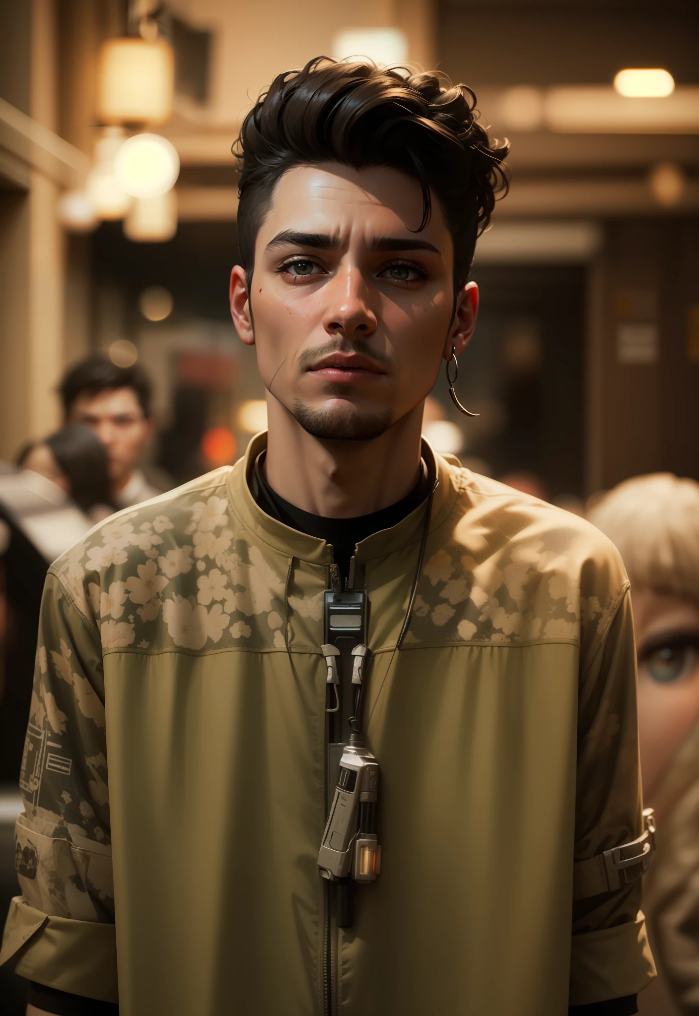 Realistic face, cyberpunk background, 4k realistic, high resulation, hd,