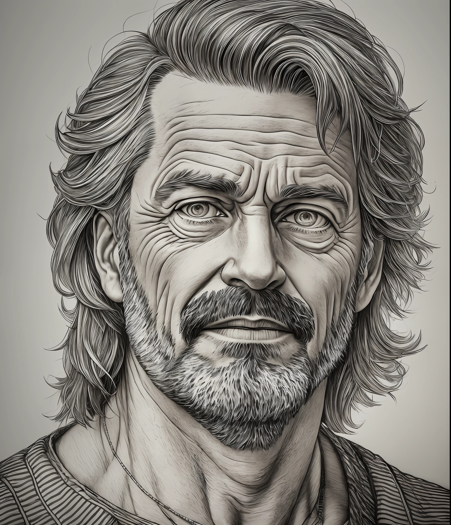 portrait of a middle aged man , highly detailed pen drawing --auto --s2