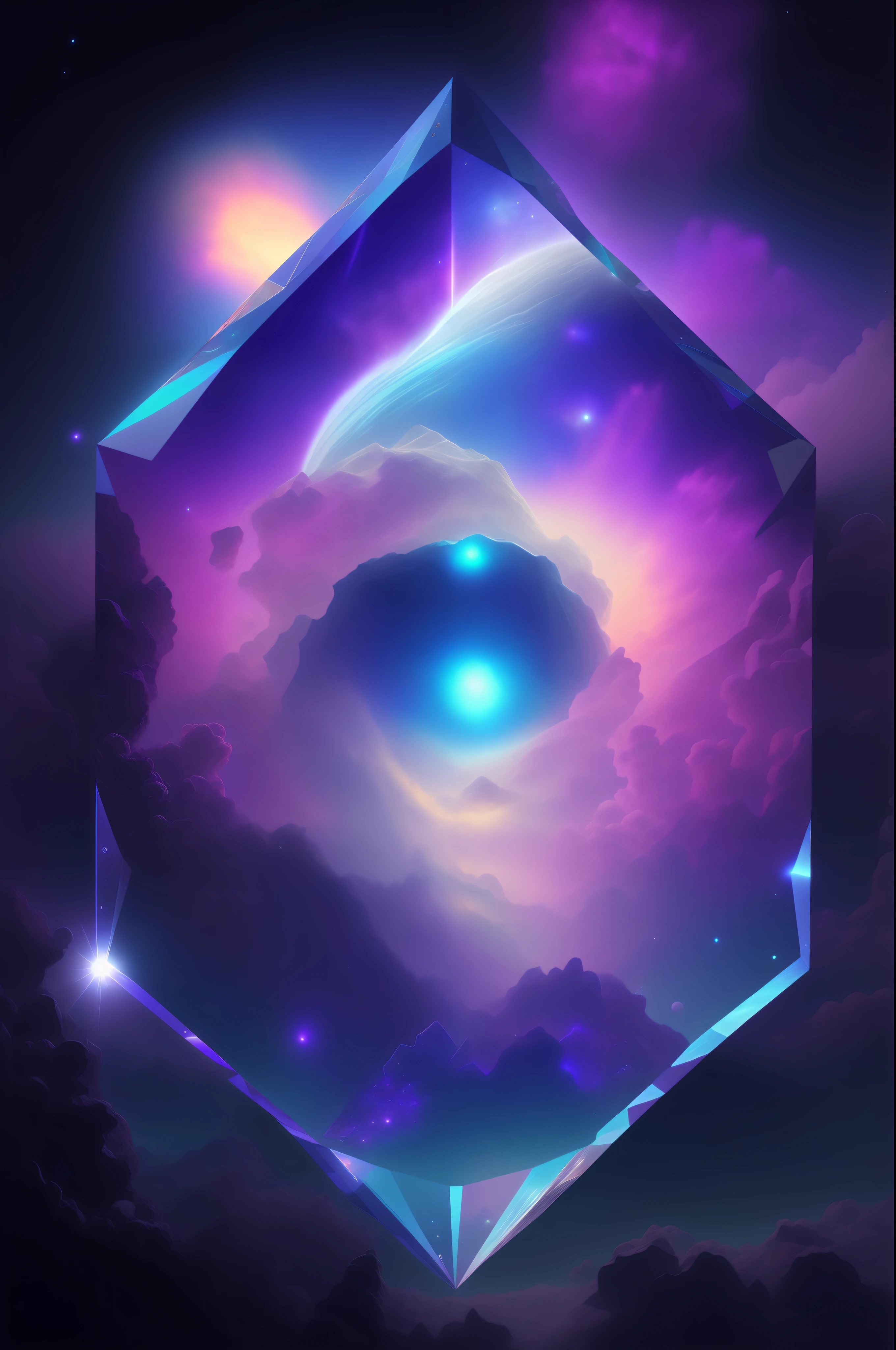 a closeup of an image of a very large object in the sky, magic portal in the sky, arte de fundo, cosmic crystals, Obra-prima Beeple, arte do bipe, Fundo astral, no plano astral ) ) ), dimensional, arte do bipe, cosmic enlightenment, cosmic energy, realismo | bipe, infinite crystal ascent, surreal space, cosmic ambient