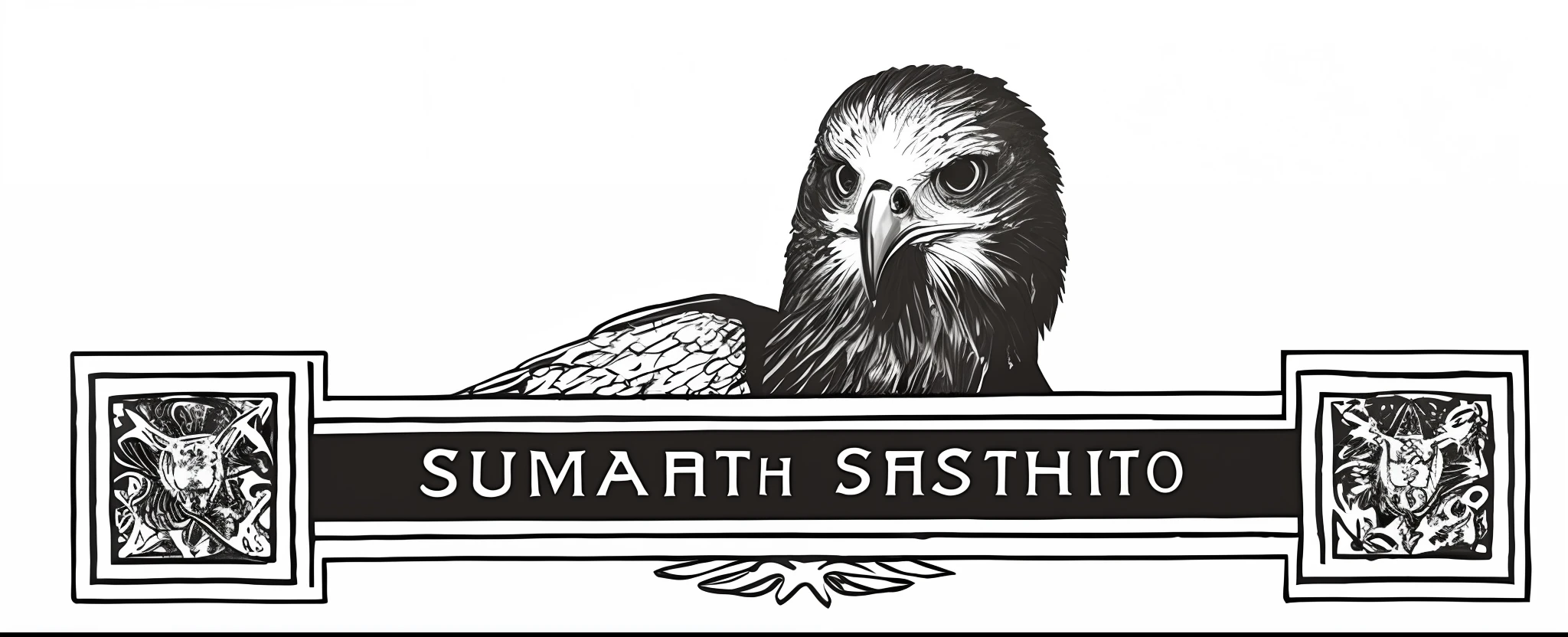 a black and white logo of a falcon, esuthio, sfumato, by Emma Ríos, esteban maroto, by Eduard von Steinle, exlibris, by Humberto Castro, by Eliseu Visconti, ex libris, by Estuardo Maldonado, by Maurice Esteve