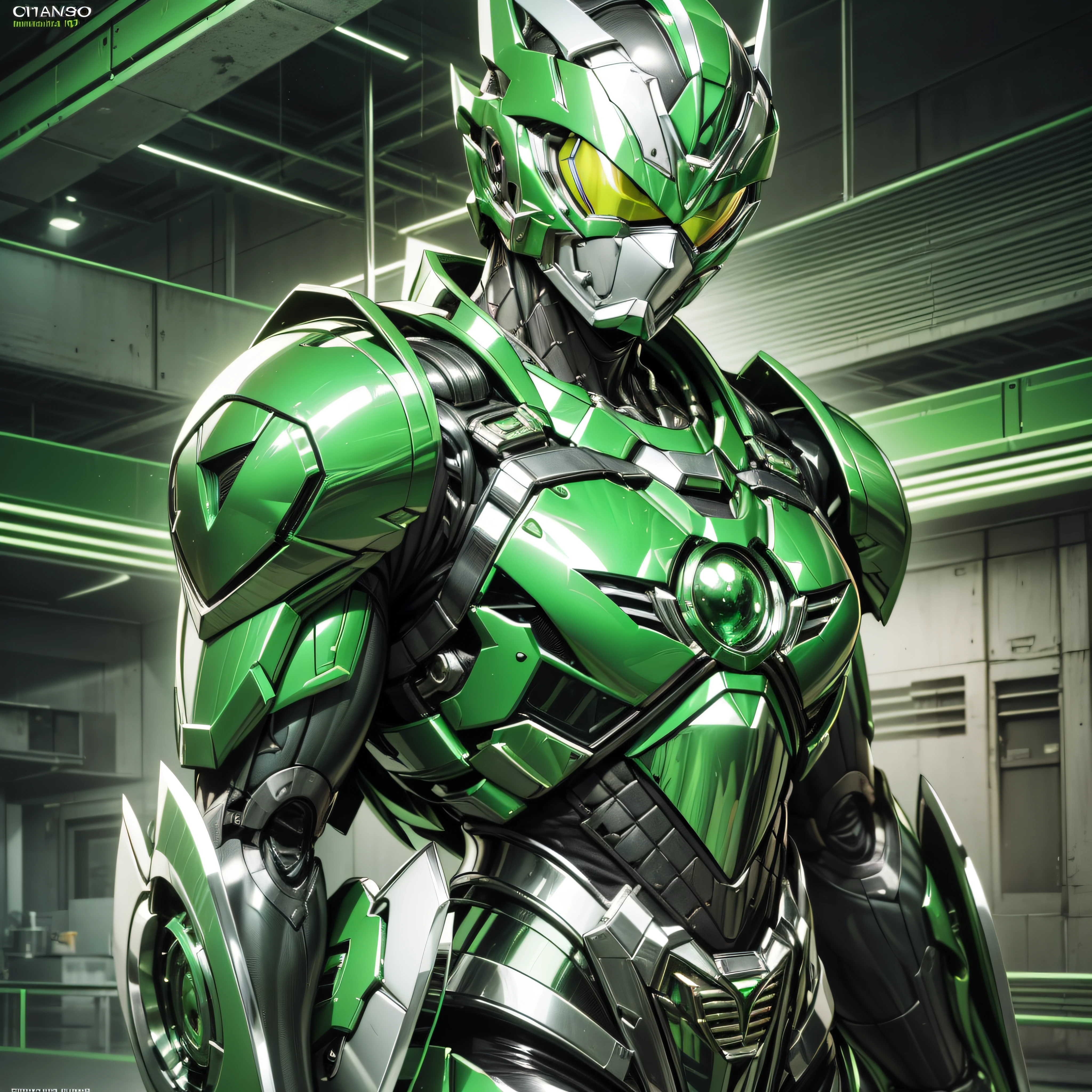 Handsome man, made of Green metal, (Green Cyborg: 1.1), (((Green Power Ranger's style helmet with chrome face plate))), ([Tail | Detail Wire]: 1.3), (Complex Detail), HDR, (Complex Detail, Ultra Detail: 1.2), Cinematic Shot, Masterpiece, Best Quality, High Resolution, Vaginal Foreign Object Insertion, Centering