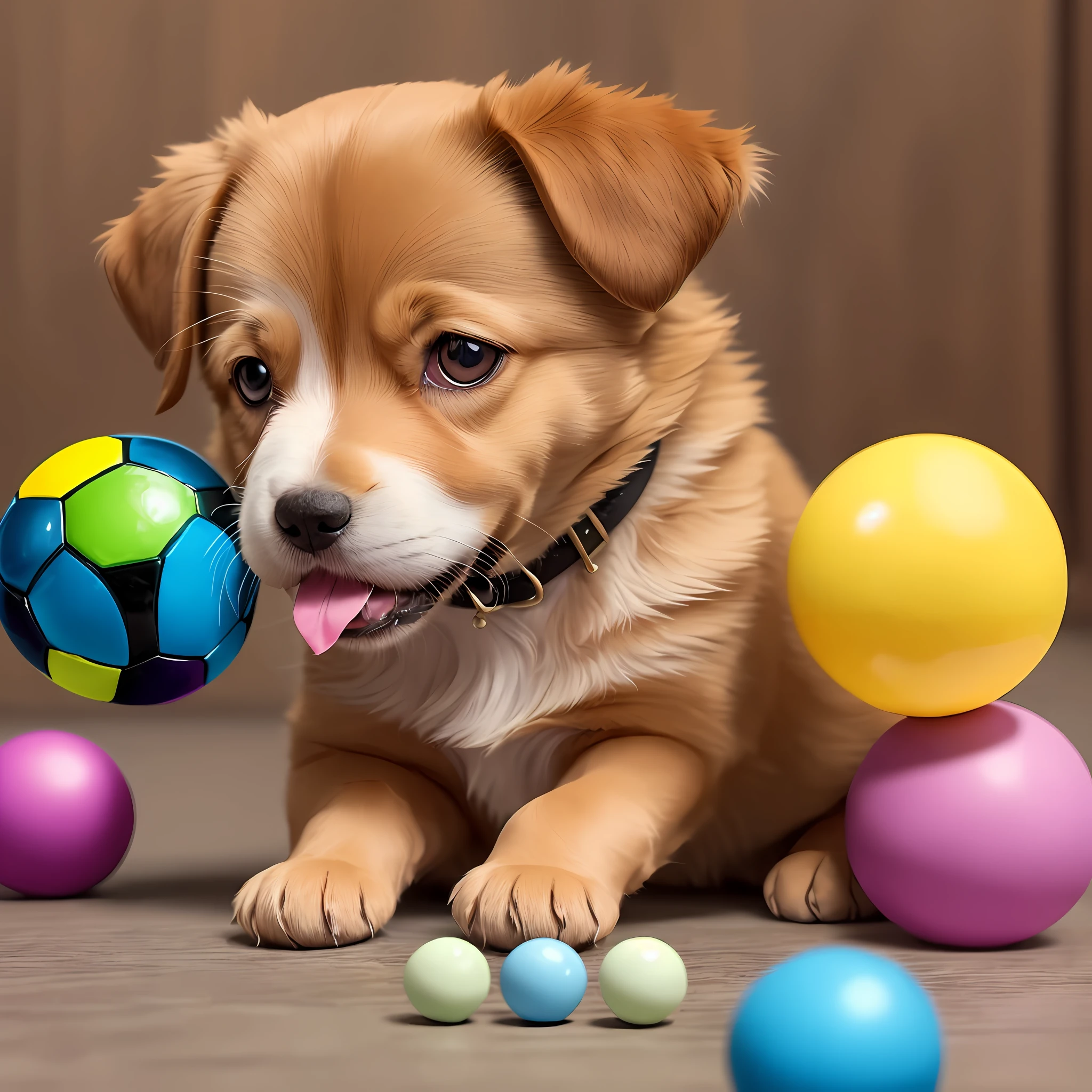 Draw an adorable picture of a puppy named Ball along with his colorful magic ball! Ball is a small and friendly dog, com o pelo macio e brilhante. His magic ball has a perfect shape so he can easily hold it with his mouth. --auto