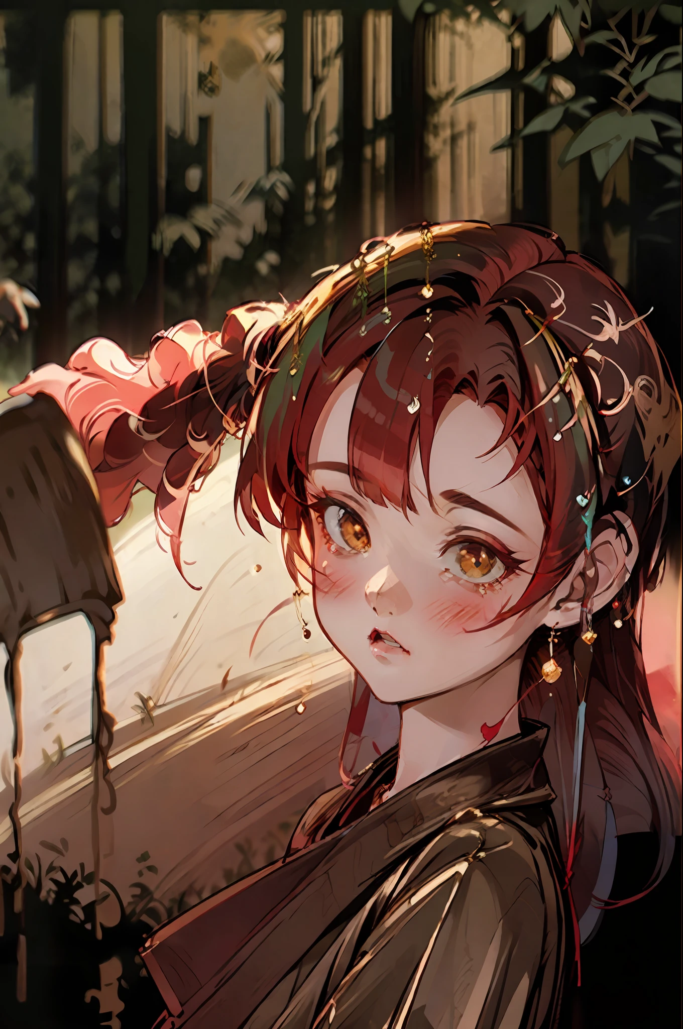 (Masterpiece:1.2), best quality, (illustration:1.2), (ultra-detailed),Eye focus,(Masterfully crafted Glow, pink lens flare), (Cinematic background), hyper details,(delicate detailed), (intricate details), octane render, hdr, (hyperdetailed:1.15), (((colourful))),(soft light:1.2), 1girl, beautiful girl, ultra detailed eyes, , plump, thick, rainbow painting drops, paint teardrops, woman made up from paint, entirely paint, splat, splash, (outside), (bioluminescent hair:1.1),(glowing eyes), ((makeup)),(Cinematic masterpiece), fiercerful, splashes of colour absolutely eye-catching, (Cinematic headlight), ((caustic)), dynamic angle, beautiful detailed glow, ambient occlusion, ambient light, raytraced reflections,(best illumination, an extremely delicate and beautiful), ((cinematic light)), (soft:2), (whimsical:2) , intricate background, vibrant, dreamscape, lynx ears , lynx girl, (nynx), inside forest, trees, full body, (Lush vegetation:1.5), (golden eyes:1.3), Phoenix dress, black dress, (platinum blonde hair:1.3), (red hair glow:2)