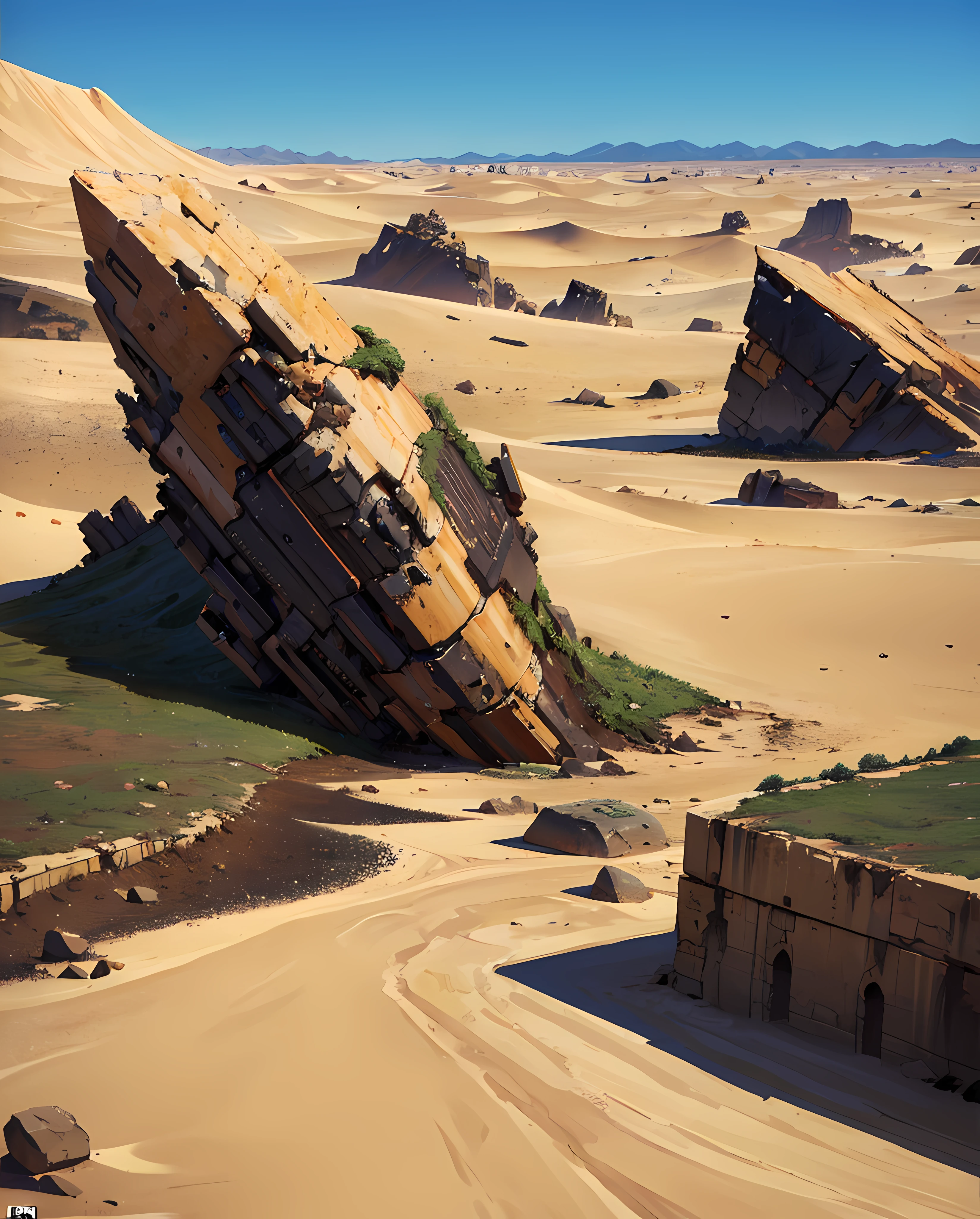 (maximum details), (Scenery destroyed in the background, deserto destruido), montanhas no fundo, destruiução, rachaduras