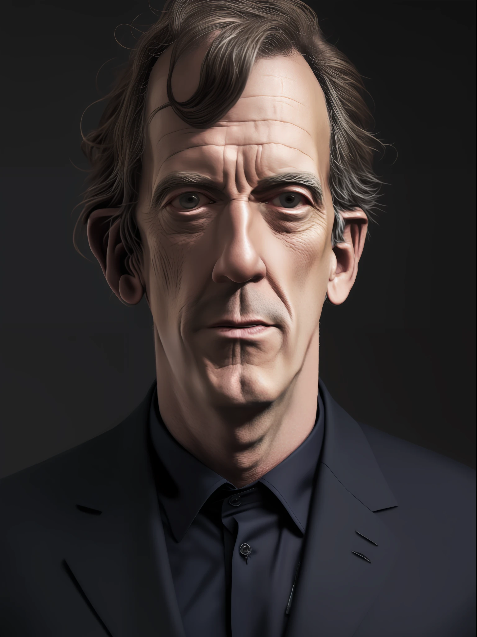 Autoretrato de homem usando uniforme,  ((inspirado em Hugh Laurie)), Imagem realista altamente detalhada, detalhes intricados. UHD, 8k