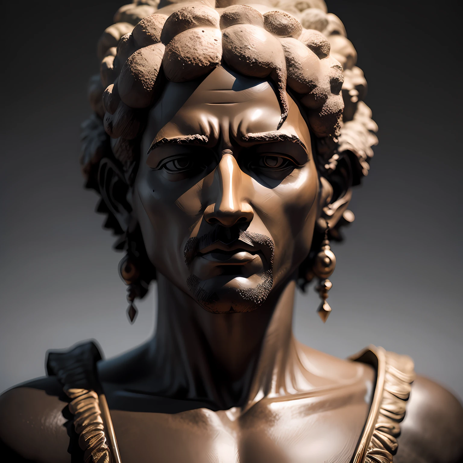 Realistic statues with all-black background of ancient philosopher --auto