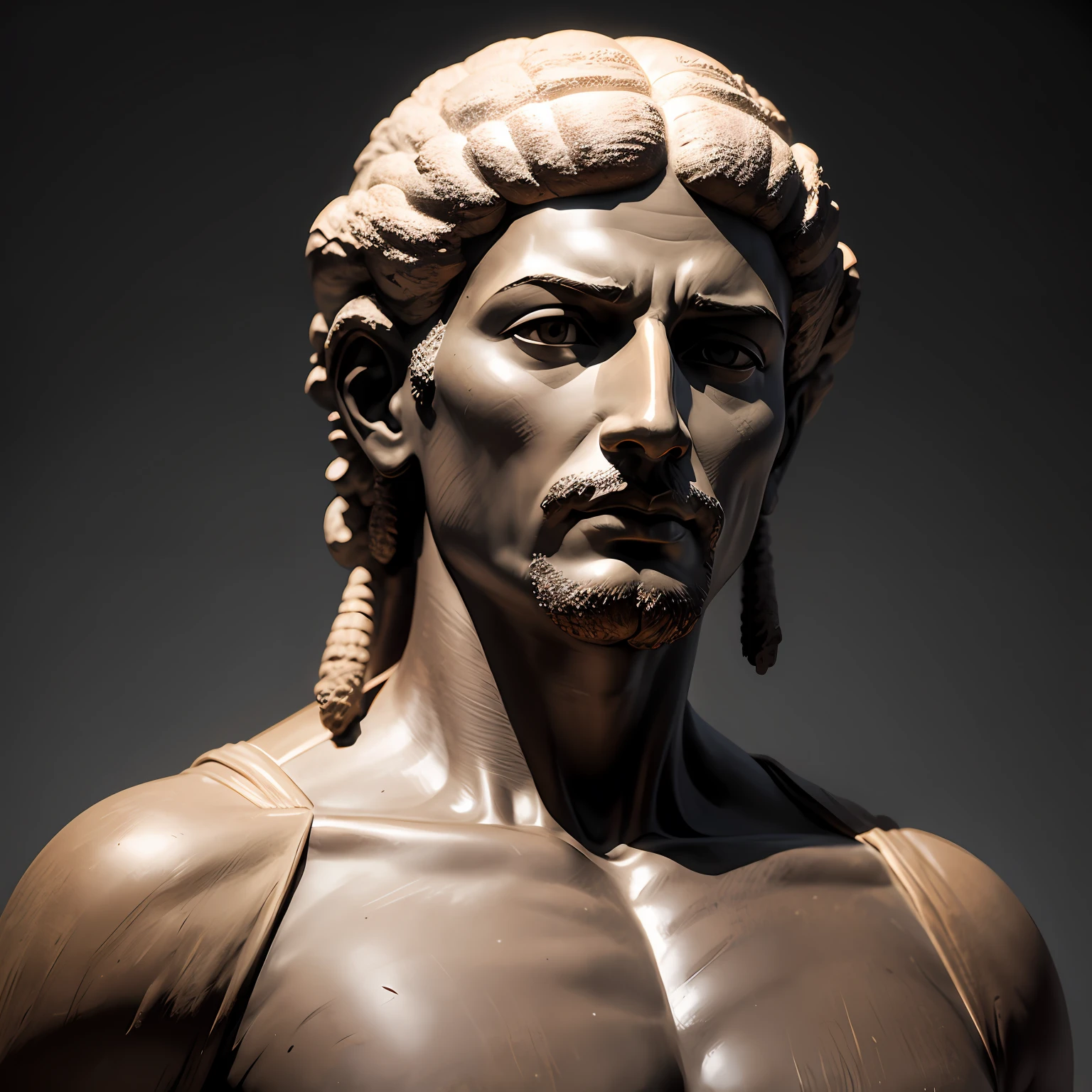 Realistic statues with all-black background of ancient philosopher --auto