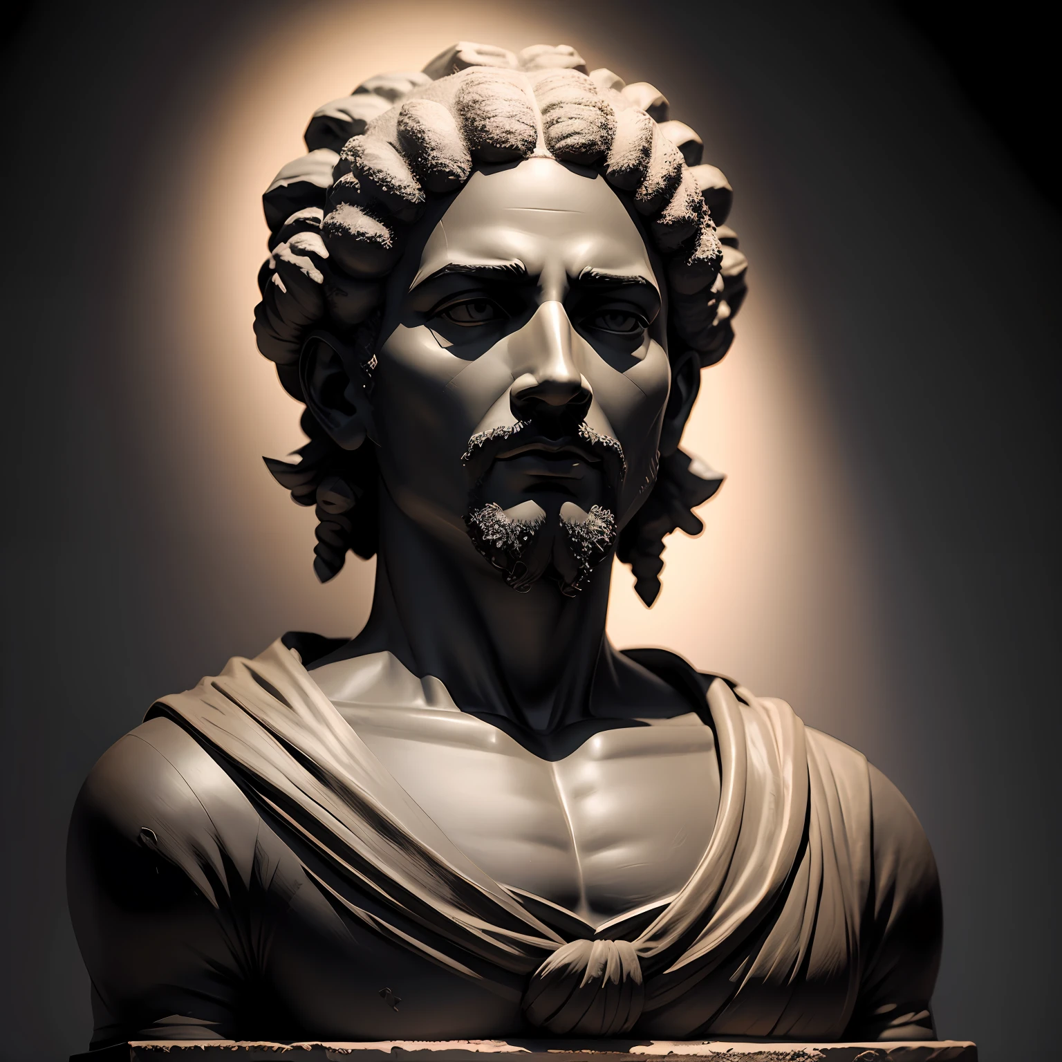 Realistic statues with all-black background of ancient philosopher --auto