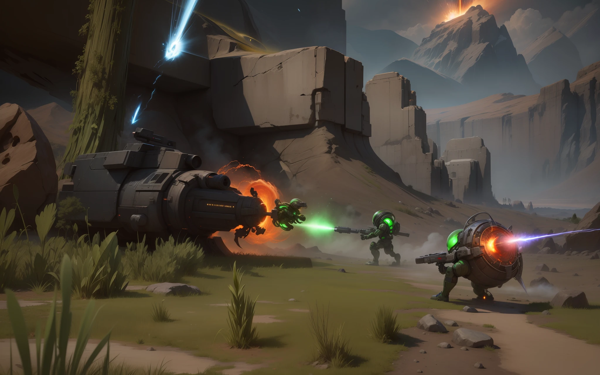 Aliens hold energy shields,Use plasma weapons to fire high-temperature plasma at enemies