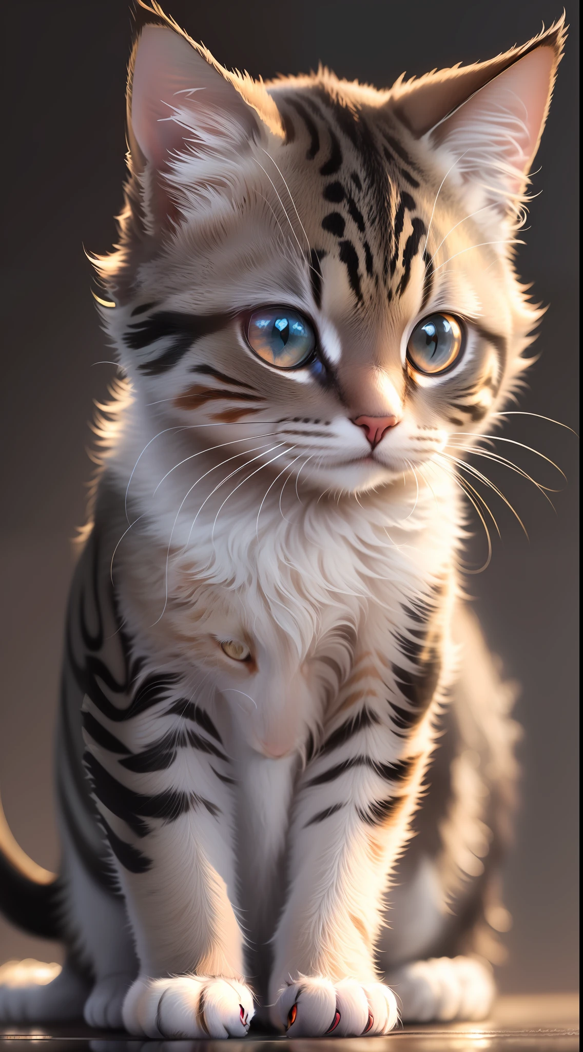 Small Baby cute cat,baby cute cat in dark night and cat eye is glowing red light, high quality,high resolution,dark background