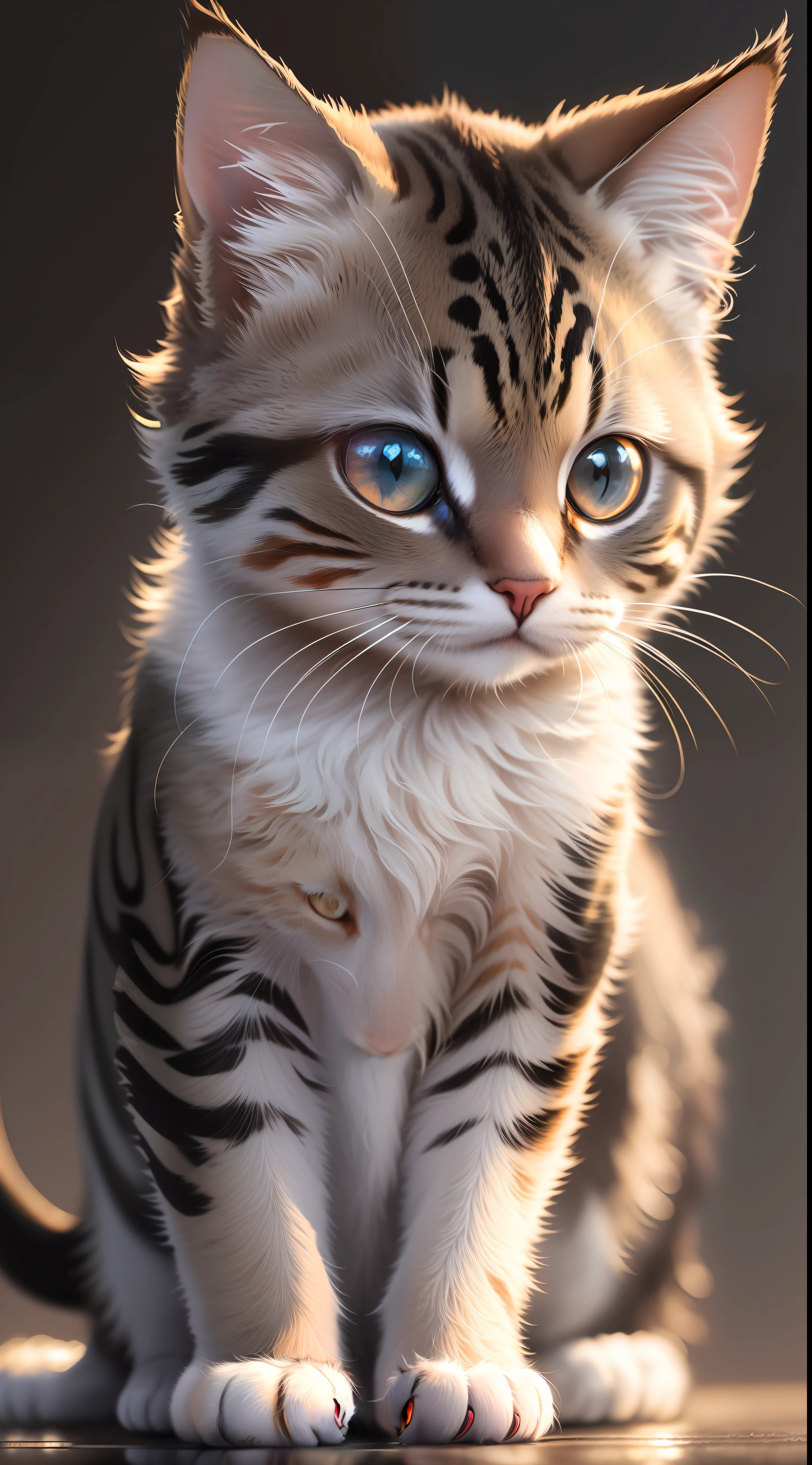 Small Baby cute cat,baby cute cat in dark night and cat eye is glowing red light, high quality,high resolution,dark background