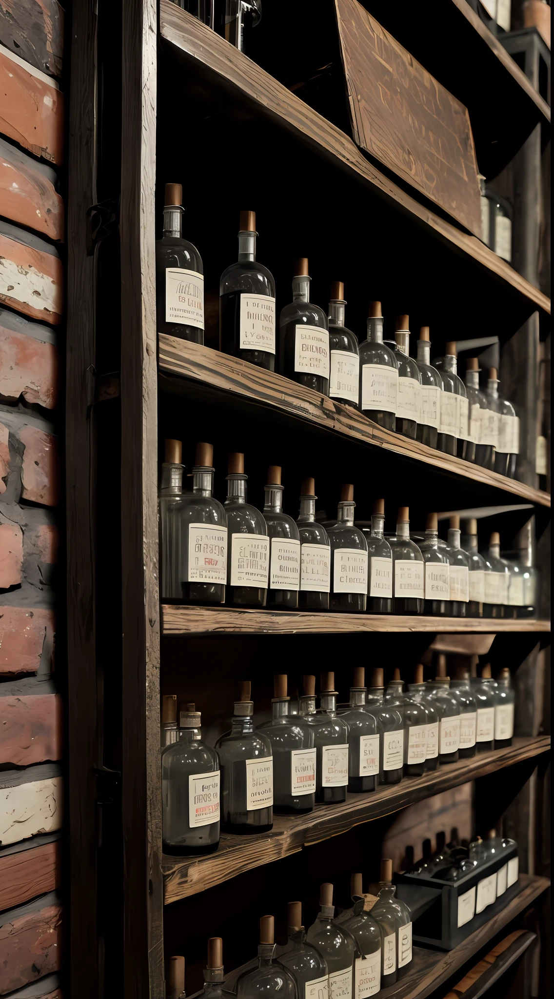 (masterpiece, UHD, detailed, high resolution:1.2), collection of (plague vaccine vials:1.2), precise labels, corked tops, surrounded by glass pipettes, petri dishes, concentration camp lab, World War II period, (antique wooden shelves:1.1), iron microscope, parchment papers, weathered brick walls, grayscale, (aged photograph texture:1.2), cool gray tones, somber atmosphere, looking at viewer, diagonal shot.