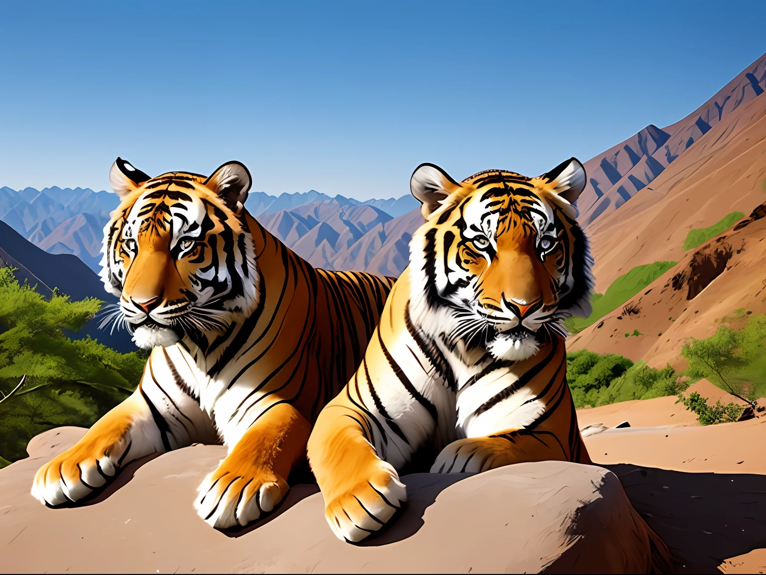 beautiful tigers with astonished looks while deep in the mountains of western China --auto