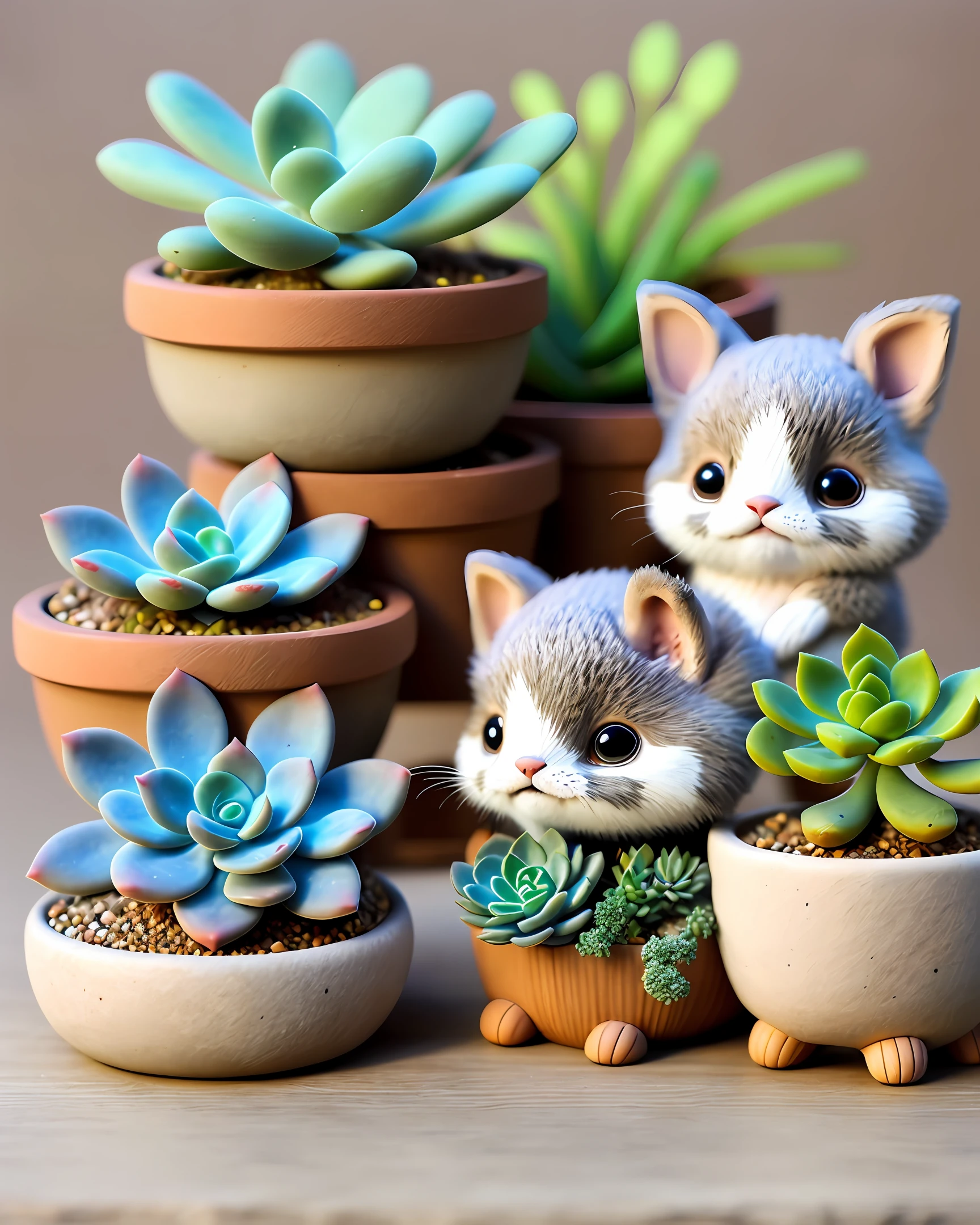 Sa cute succulent planter pot, animals full body, succulent are planted