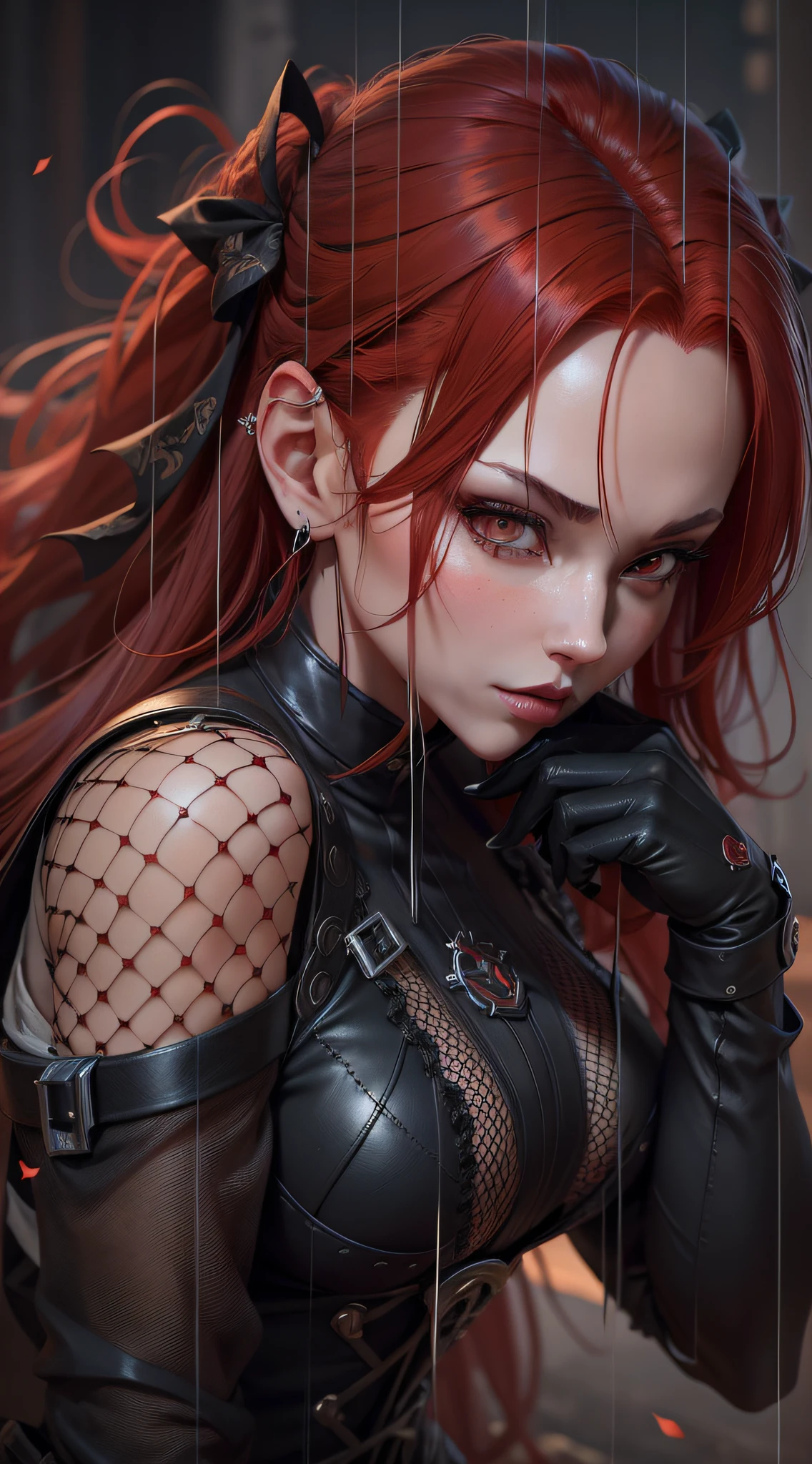 there is a woman with red hair and a black outfit, 8k high quality detailed art, deviantart artstation cgscosiety, wlop |, artwork in the style of guweiz, cgsociety 8k, cgsociety 8k, cgsociety 8 k, cgsociety contest winner, 4k highly detailed digital art, 3 d render character art 8 k