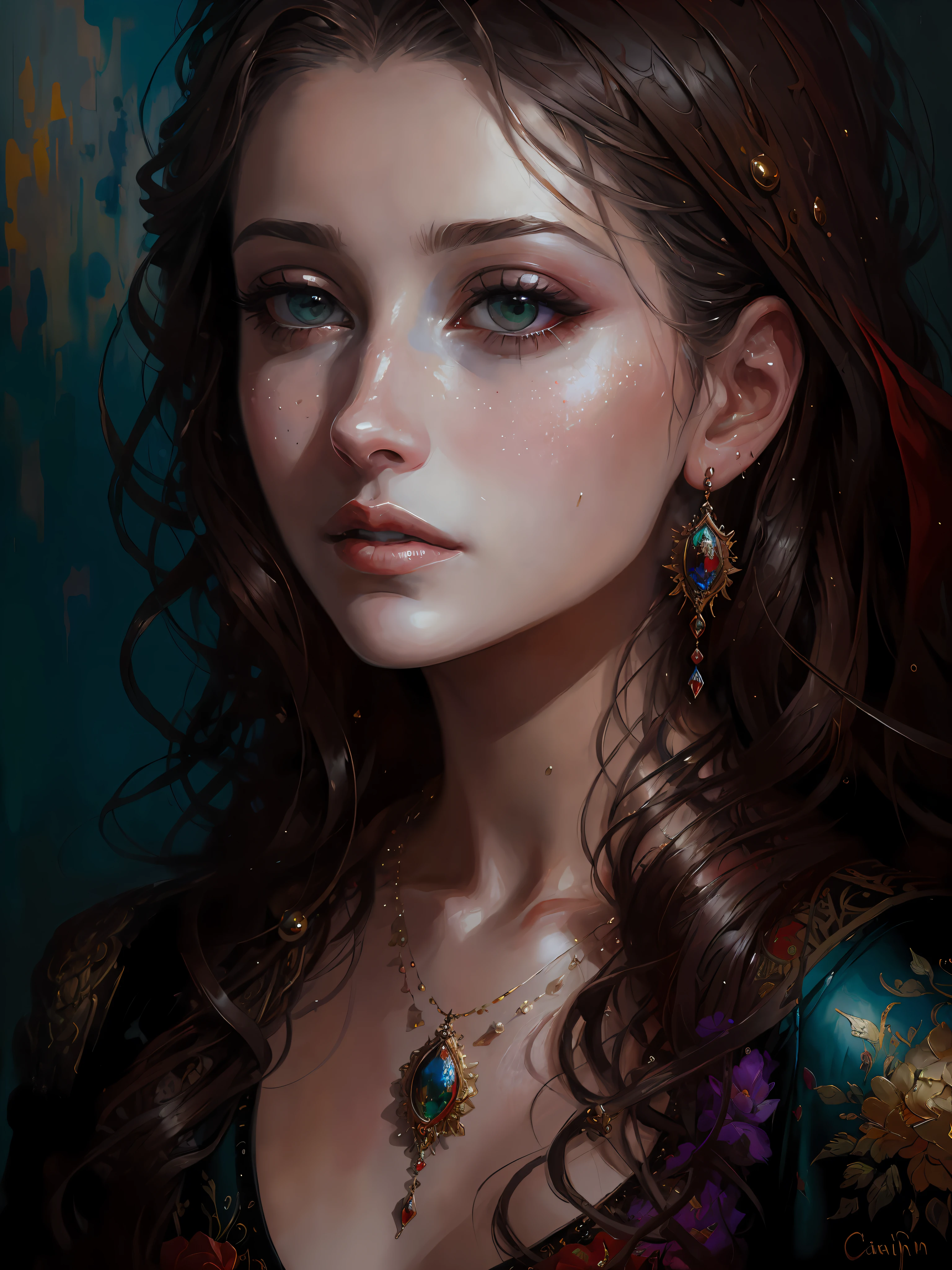 Una pintura de una mujer con los ojos cerrados y los ojos cerrados, Pintura sensual, Intricate and intense oil painting, Wadim Kashin. ultra realista, Expresiva hermosa pintura, por Charles Roka, Arte de Alessandro Pautasso, painting oil painting, Nielly, Ryan Hewett, Trendy art, an expressive oil painting, Hermoso arte UHD 4 K, Cara impresionante