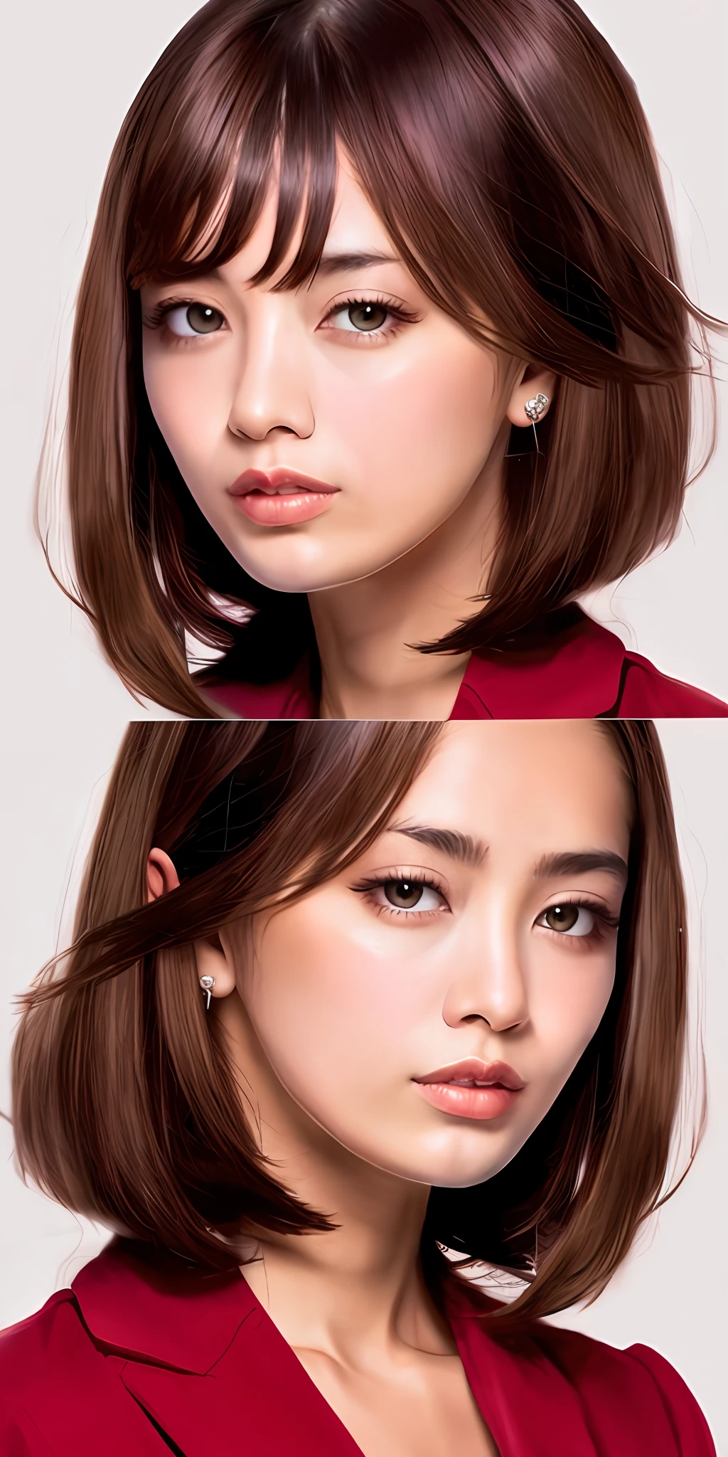 orient，femele，head portrait，brunette color hair，delicated，Impeccable