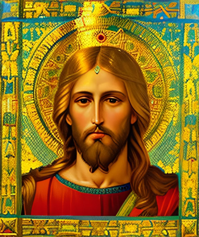 a painting of jesus with a golden halo and a blue robe, portrait of jesus christ, by Cimabue, jesus face, jesus christ, jesus of nazareth, orthodox icon neo-gothic, christian art, religious masterpiece portrait, renaissance religious art, masterful art, by Giotto, late gothic religious paintings, byzantine painting, jesus, holy iconography --auto