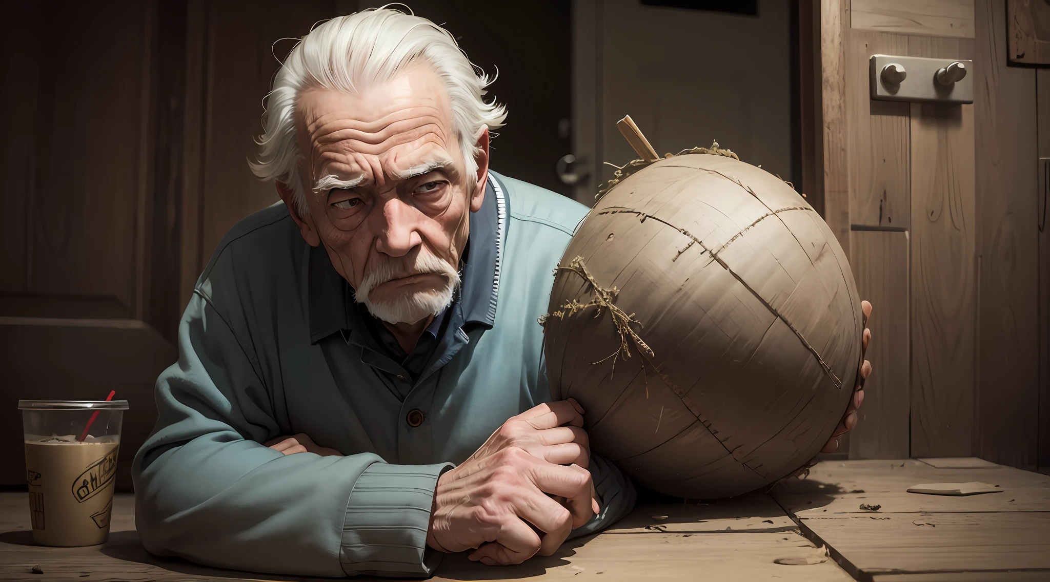 Sad and lonely old man