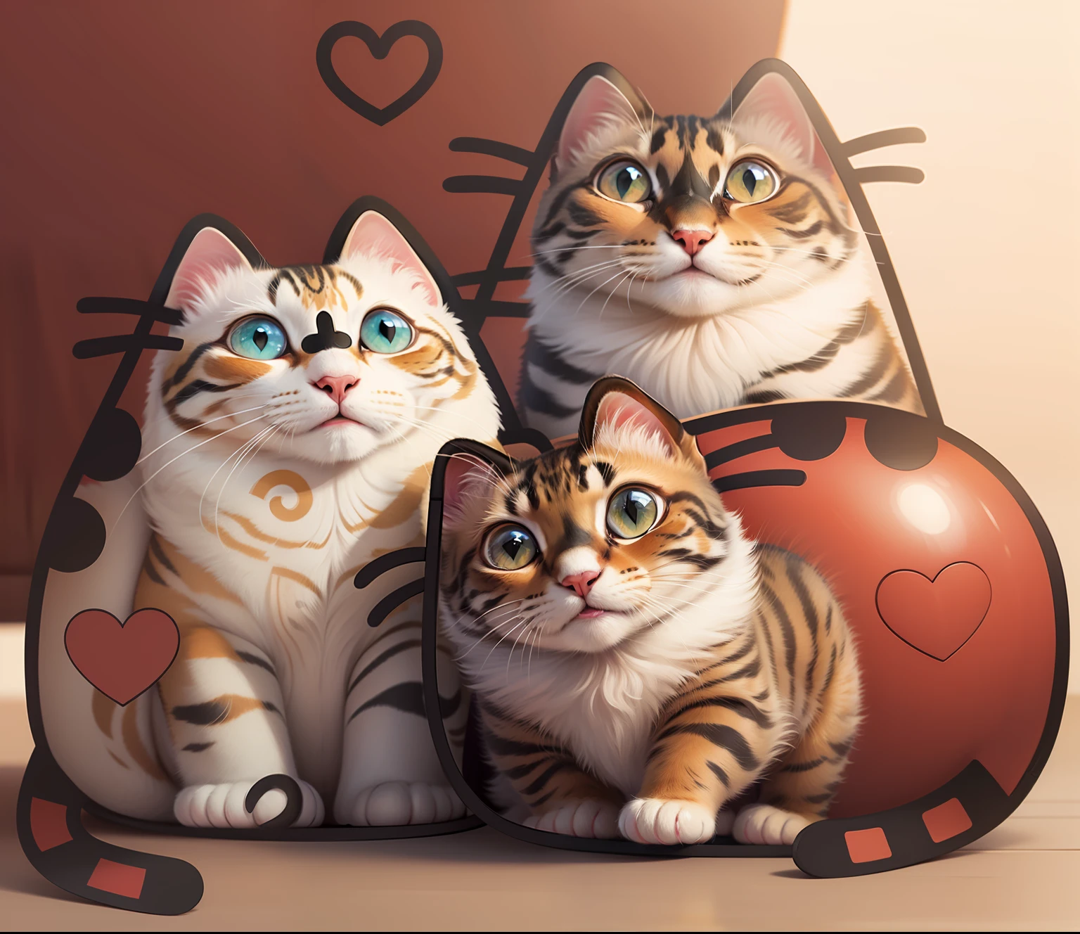 3 realistic cute kittens, realistic style --auto