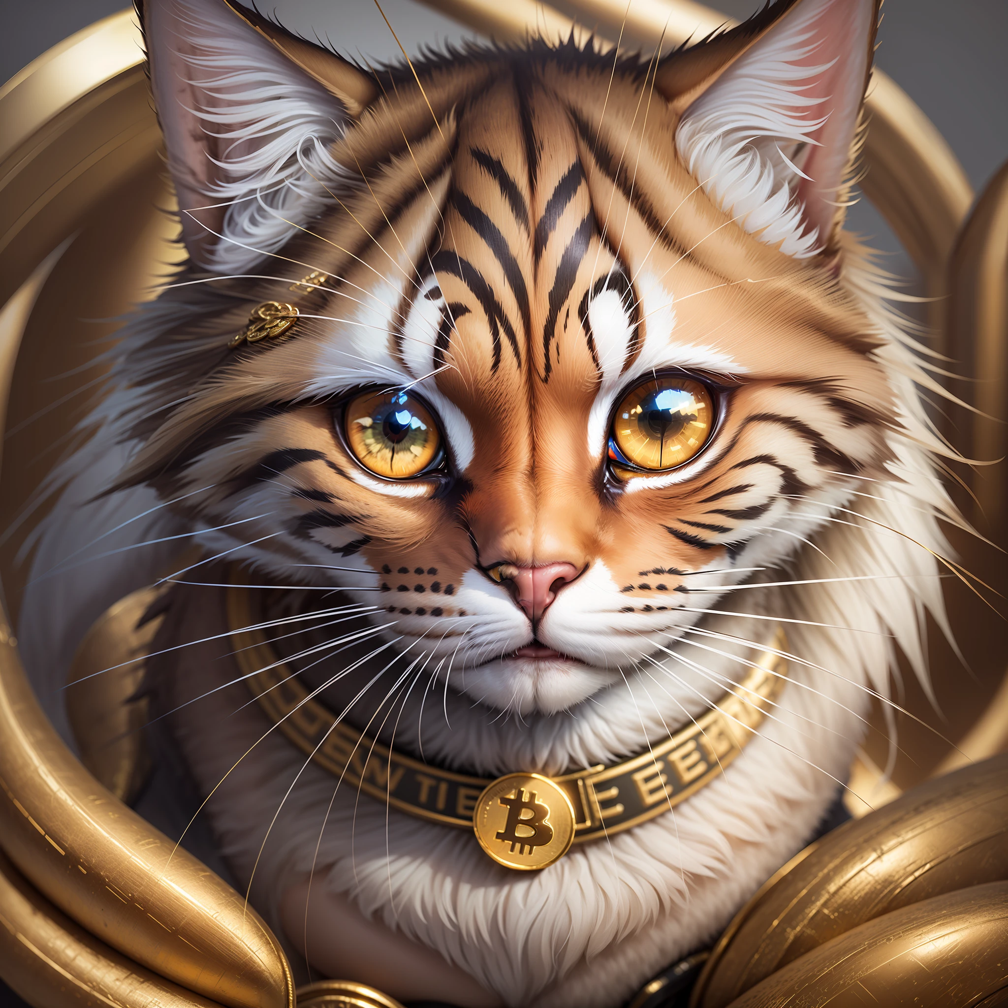 Cat, bitcoin, blockchain, Gold, woman