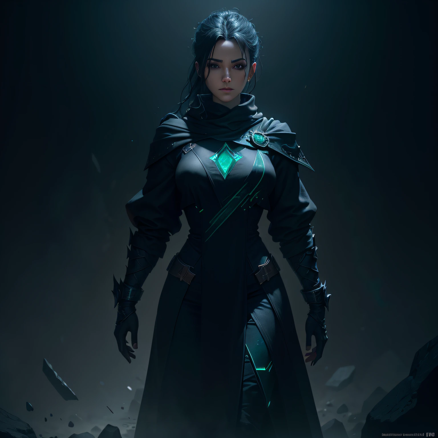 character design, void arcanist, black and emerald, mist, photorealistic, octane render, unreal engine, hyper detailed, volumetric lighting, hdr --auto