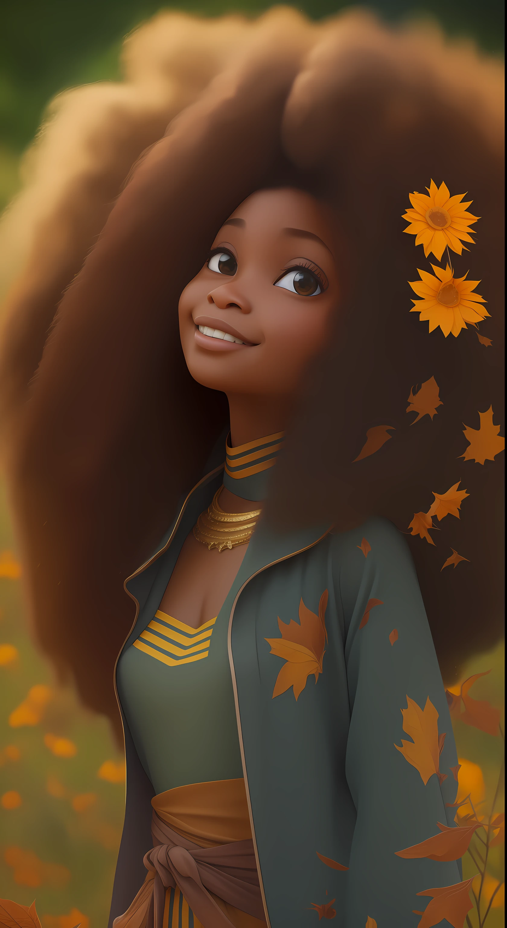 Chibi 1Garota (((solo))), (( estilo pixar, cabelos cacheados longo mega hair: 1.2)), sorriso fofo, (((pele afro_preta: 3.9))), olhos verdes cintilantes: 0.9, rosto de modelo: 0.9, pose pra foto, rosto perfeito, pele marrom escura: 2.9, cores vividas, vestido colorido longo, Walking in the Square, inverno, nascer do sol, detalhes intrincados, estilo midjourney, Greg Rutkowski, 8k, foto limpa, foto profissional
