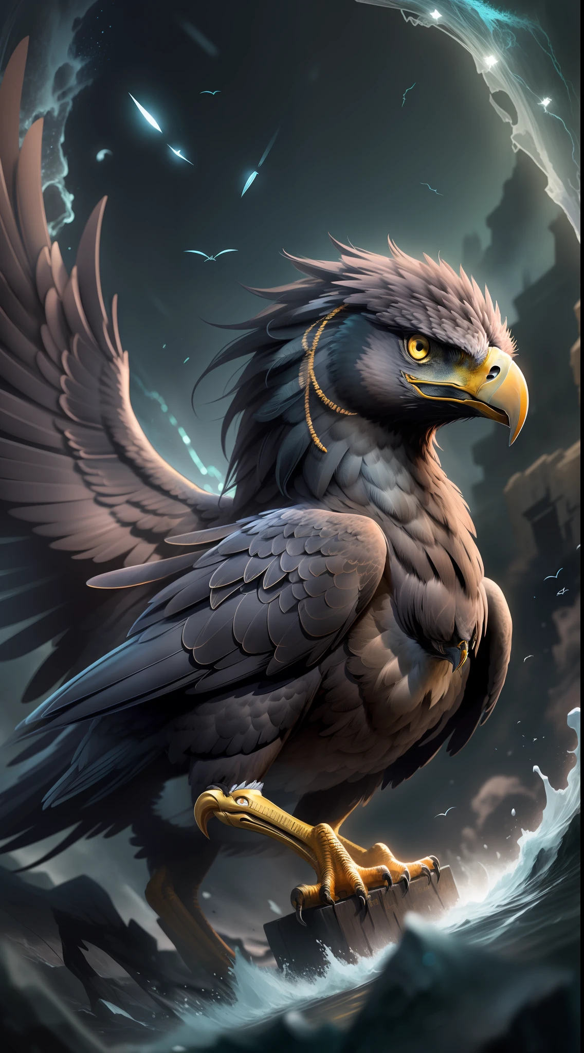 Black eagle,dark night,high resolution, high quality