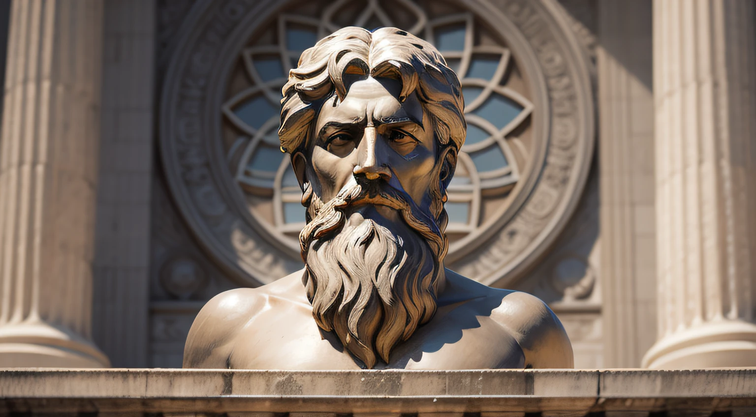 a dark bronze statue of a philosopher with a beard, philosopher, estoicismo, theophanes, inspired by Theophanes, o grego, by Theophanes, o grego, atitude estoica, divina e estoica, portrait of aristotle, philosophical, filosopia, an ancient greek statue, pose estoica, platao