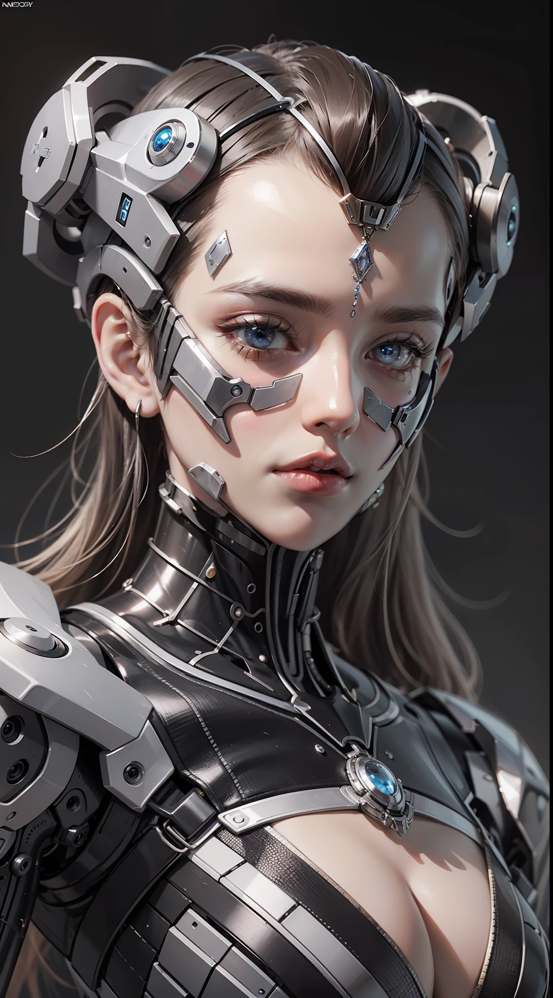 (Very detailed 8K wallpapers), medium plan, A cyborg, Beautiful feminine look , technology, Futurism, Nanotechnology, an intricate, higly detailed, dramatic