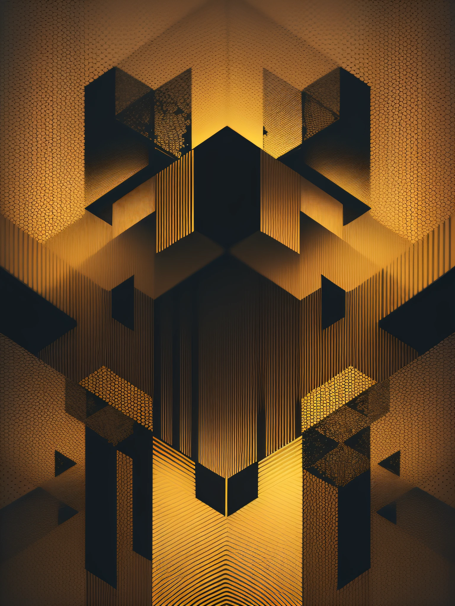 Yellow and black themed background with gradient colors with intricate geometric details.