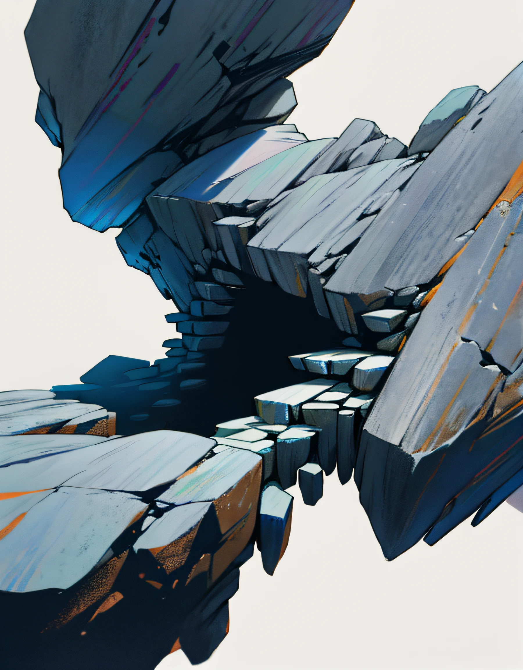 rock structure, white simple background.