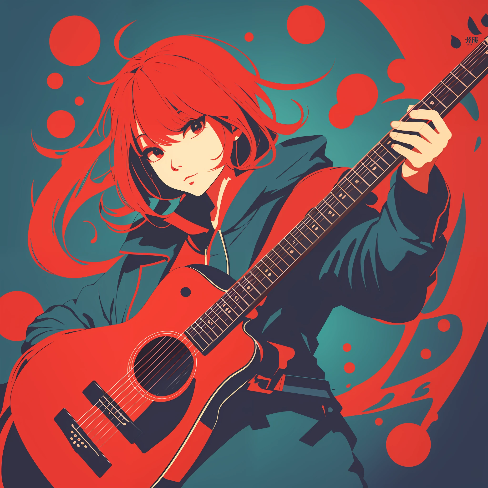 [acoustic guitar]、Silhouette of the coat of arms、Logo masking style illustration、blue backdrop、art by、realisticlying、yudai、Red Color Tone、rich vivid colors、highly contrast、Seamless Water Brand、art  stations、Deviant Art、dribbling、Red Bubble、Tea Public、foco nítido、simple、Hyper-detailing、Detailed drawing、vectorized、outline、Isometric style、8k。