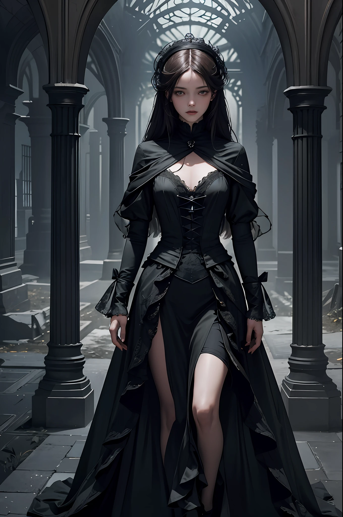 Official art, Unity 8k wallpaper, super detailed, best quality, full body
dark, atmospheric, mystical, romantic, creepy, literature, art, fashion, victorian, decoration, intricacies, ironwork, contemplation, emotional depth, supernatural, 1 girl, solo, flat chest, knight, full body composition