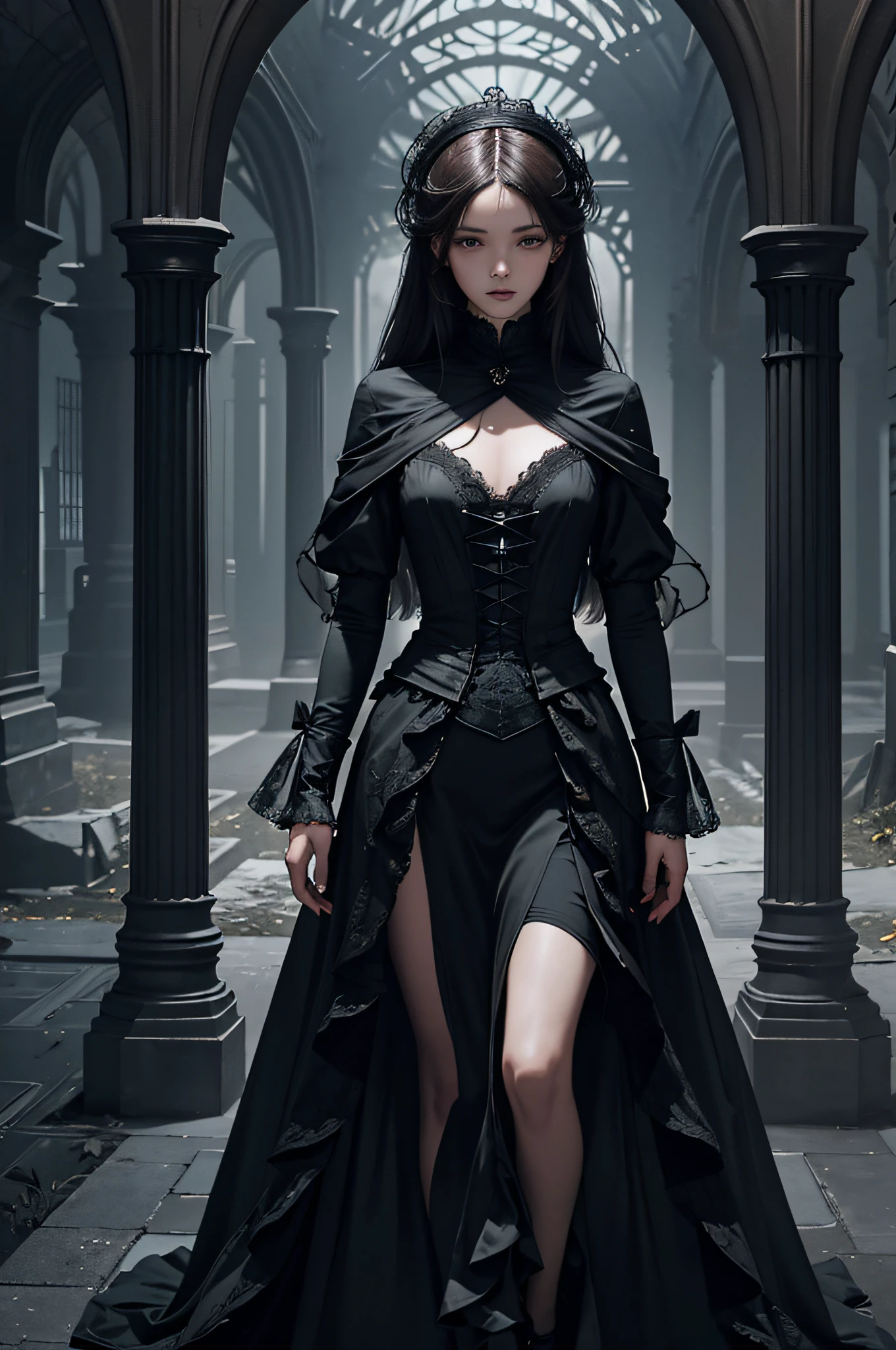 Official art, Unity 8k wallpaper, super detailed, best quality, full body
dark, atmospheric, mystical, romantic, creepy, literature, art, fashion, victorian, decoration, intricacies, ironwork, contemplation, emotional depth, supernatural, 1 girl, solo, flat chest, knight, full body composition