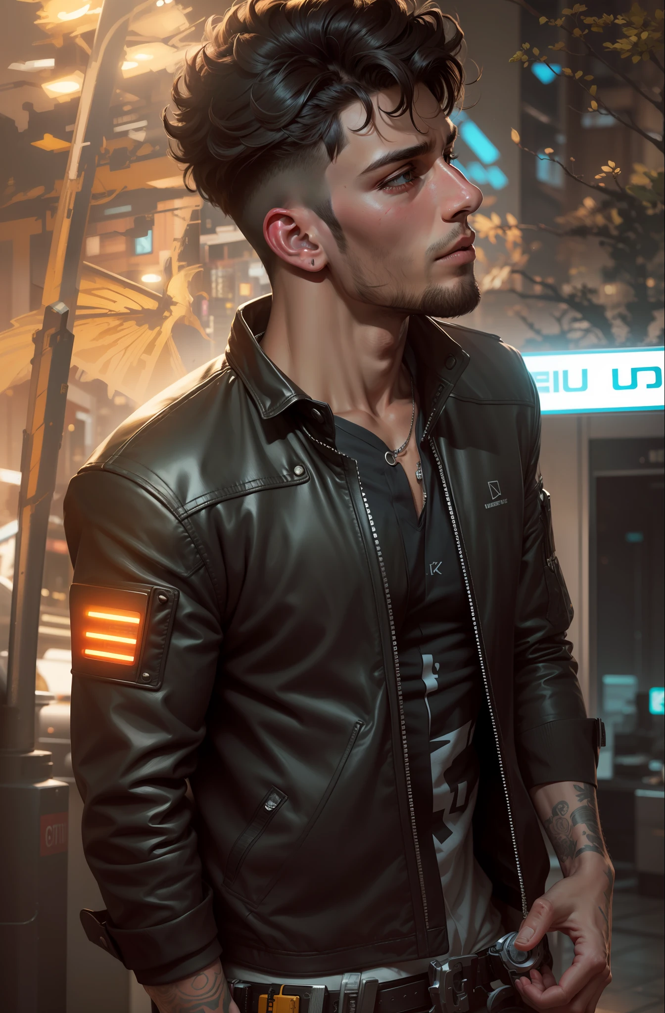 Change background cyberpunk handsome boy, realistic face, 8k, ultra realistic,