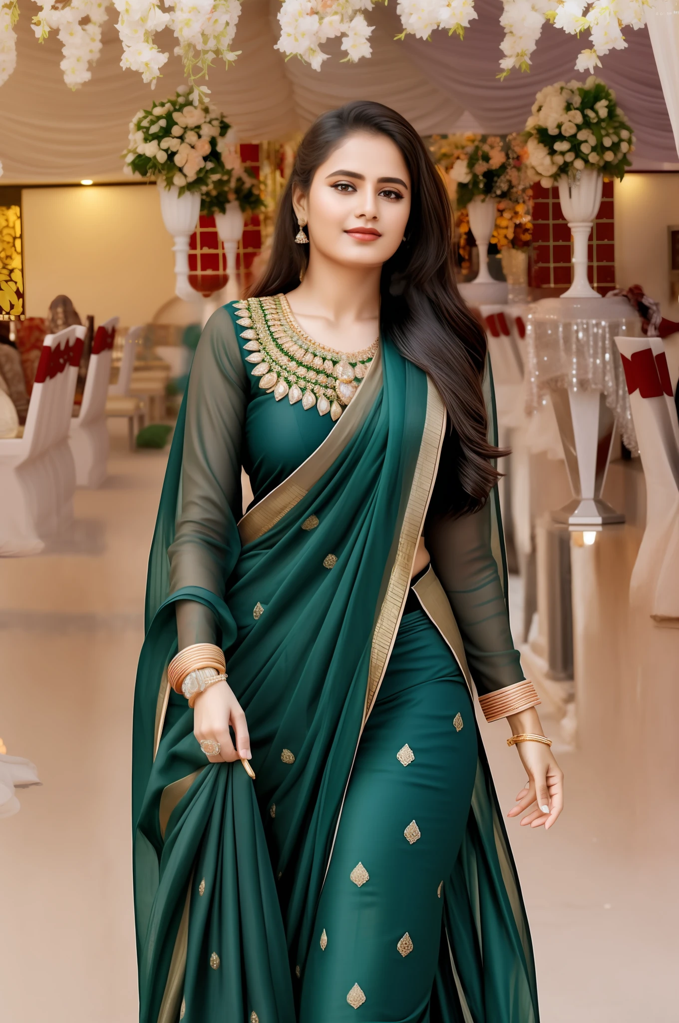 (masterpiece), (best quality), (detailed), light layer, 1solo girl, sexy Indian saree dress, wearing jewelry,  in the Indian street, ultra realistic, photorealistic, detailed, [uncensored, NSFW,]